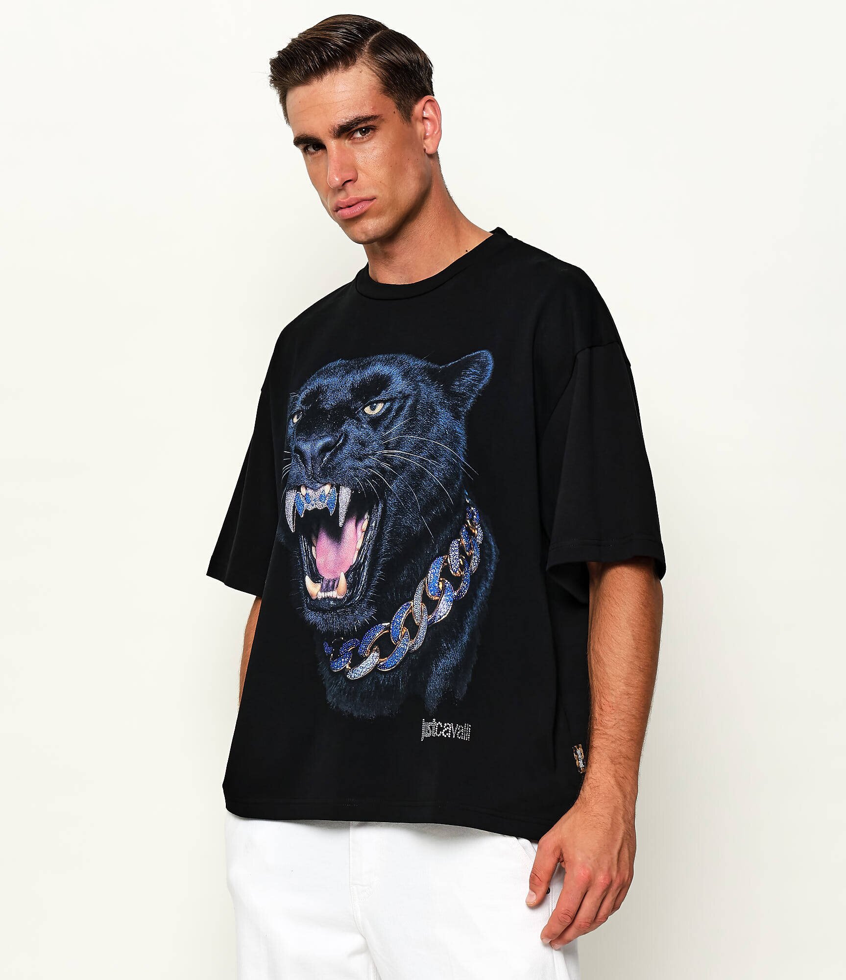 Just Cavalli Tricou Rhinestone Panther | Loose fit