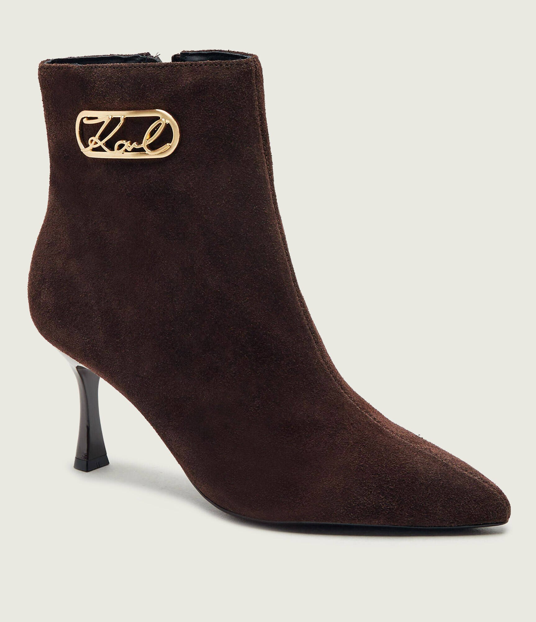 Karl Lagerfeld Botine cu toc subțire Sienna | piele întoarsă
