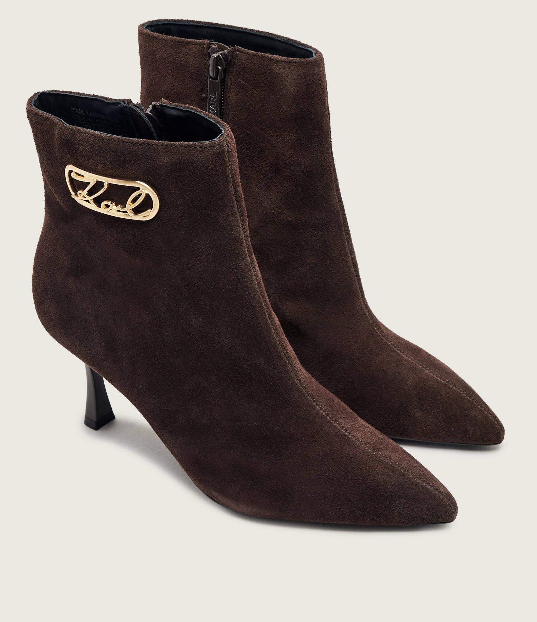 Karl Lagerfeld Botine cu toc subțire Sienna | piele întoarsă