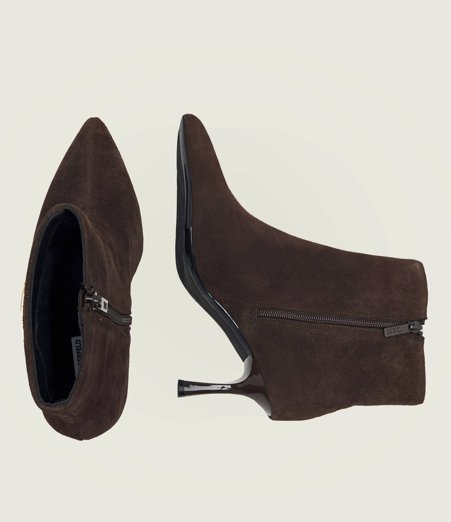 Karl Lagerfeld Botine cu toc subțire Sienna | piele întoarsă