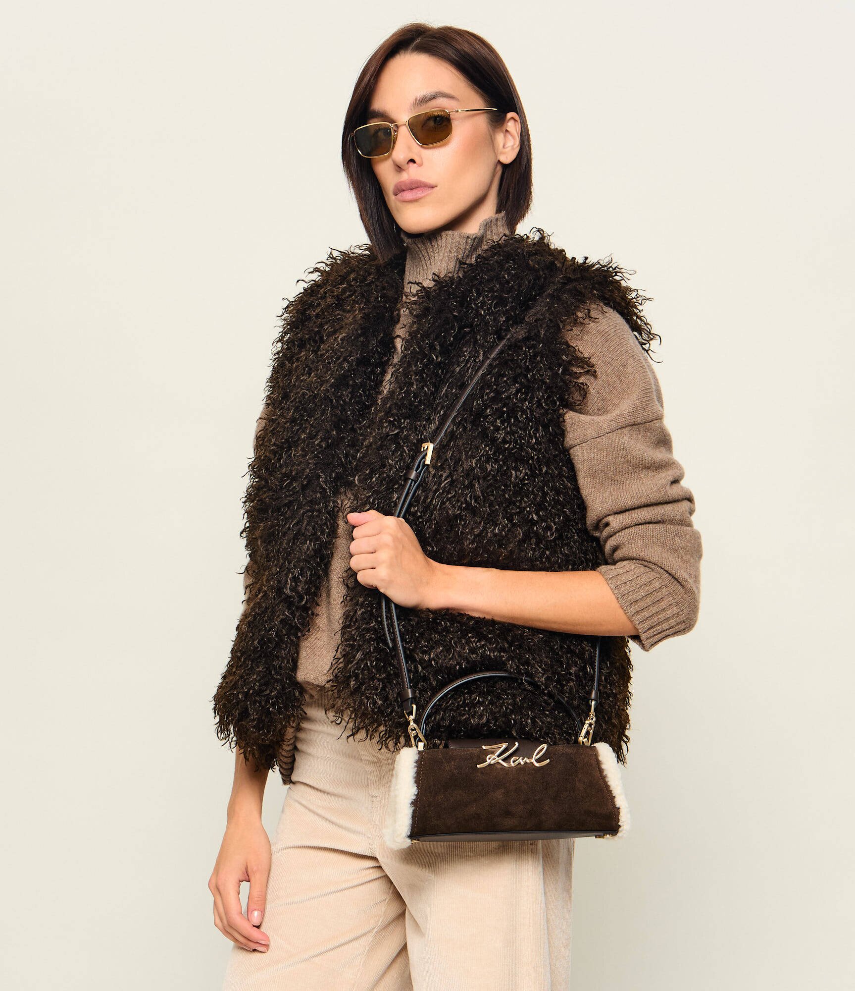 Karl Lagerfeld Cufăr K/Signature | piele întoarsă | shearling