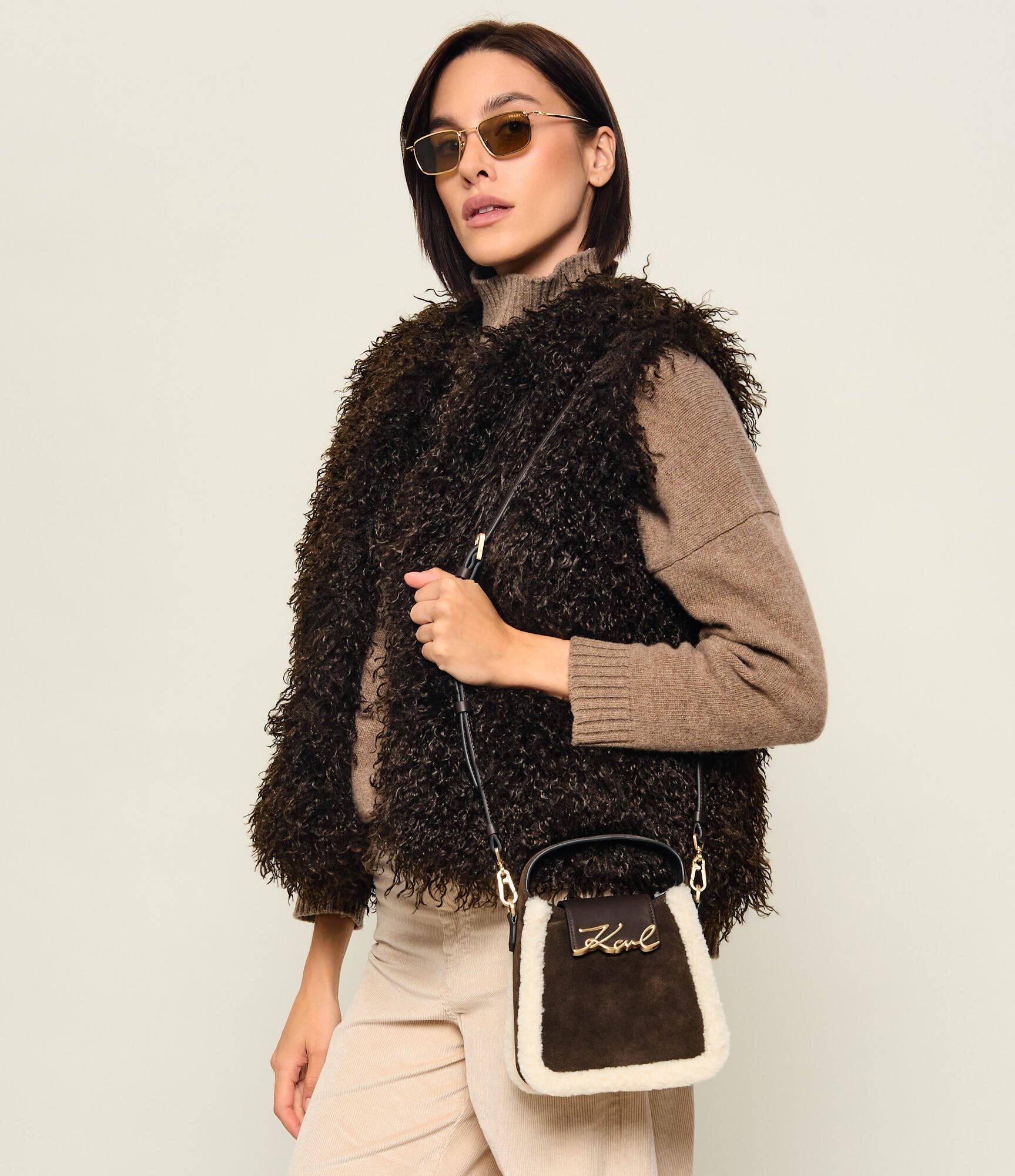 Karl Lagerfeld Cufăr K/Signature | piele întoarsă | shearling