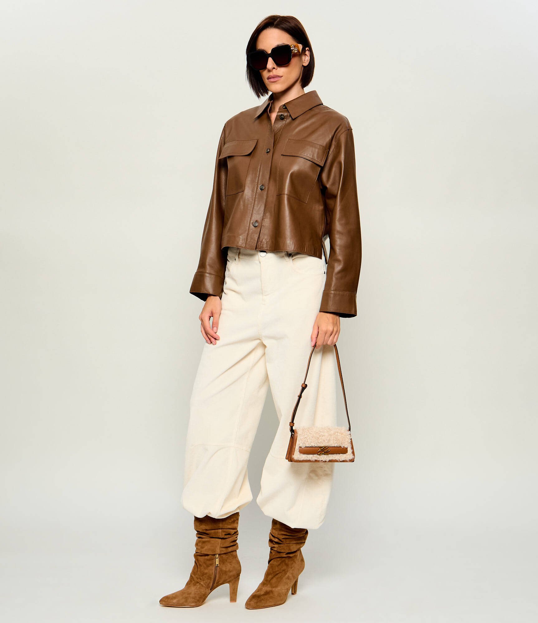 Karl Lagerfeld De piele geantă pe umăr K/Autograph | shearling