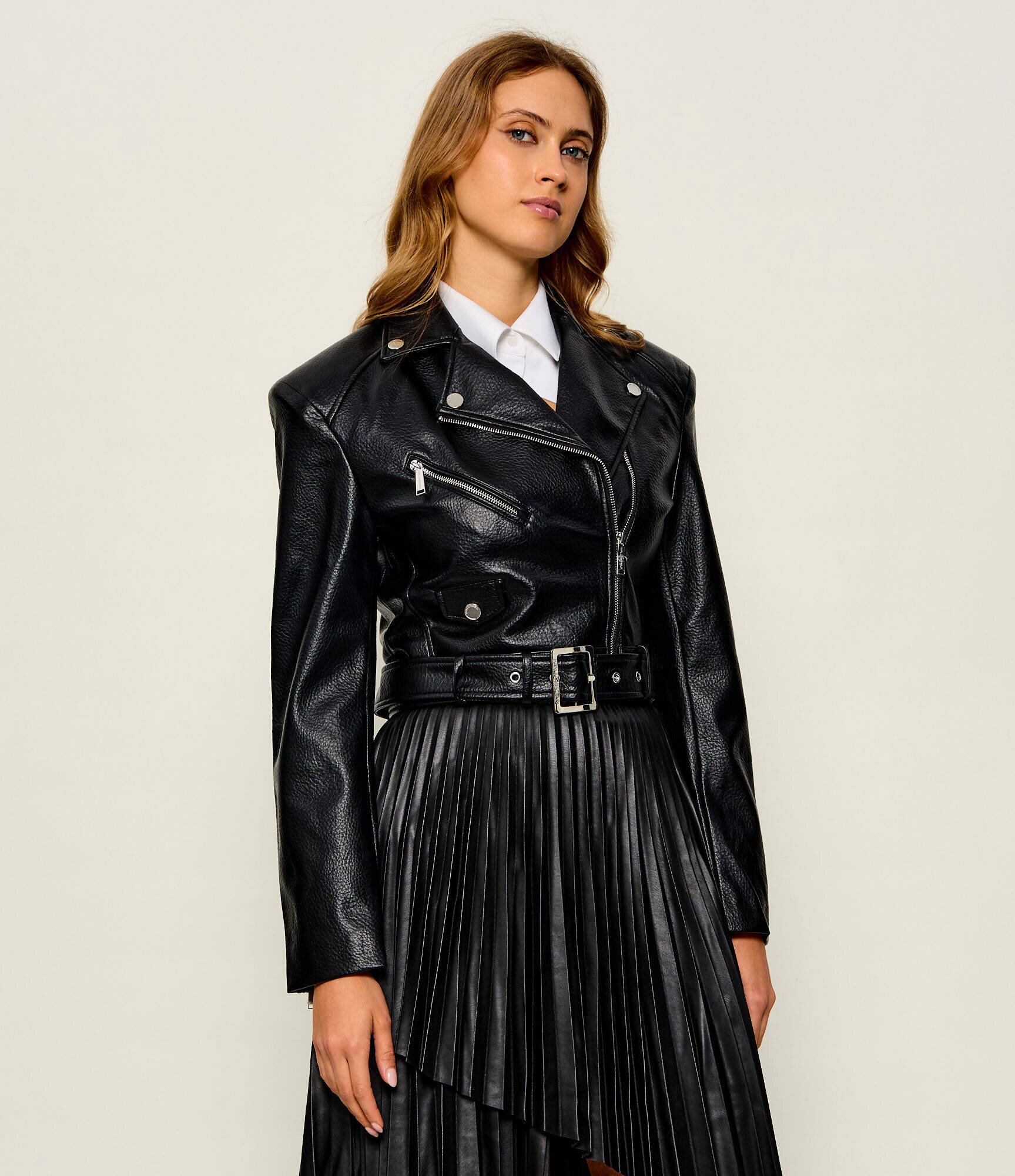 Karl Lagerfeld Geacă de piele Biker | Cropped Fit