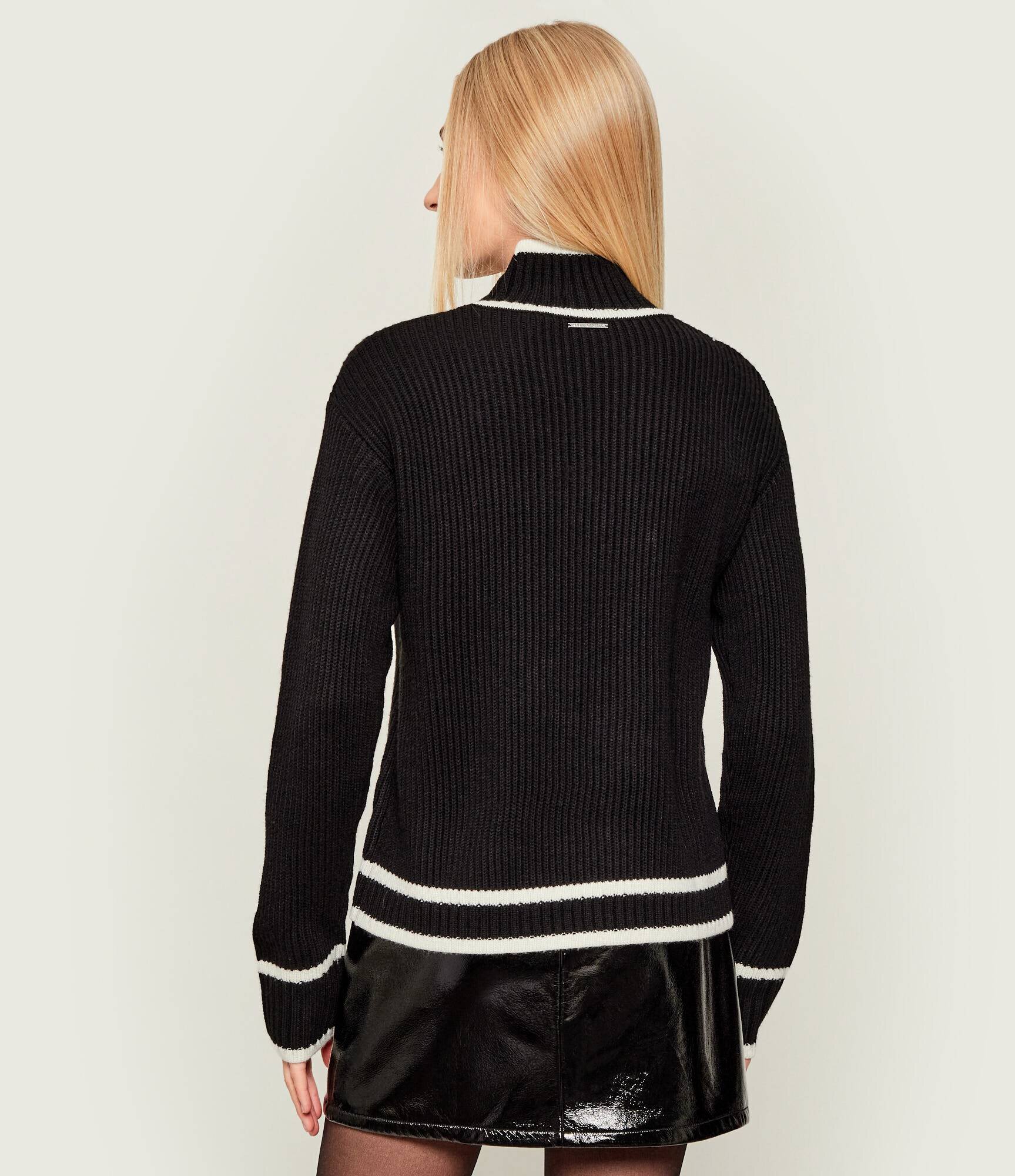Karl Lagerfeld Guler înalt Soutache Autograph | Loose fit cu adaos de lână