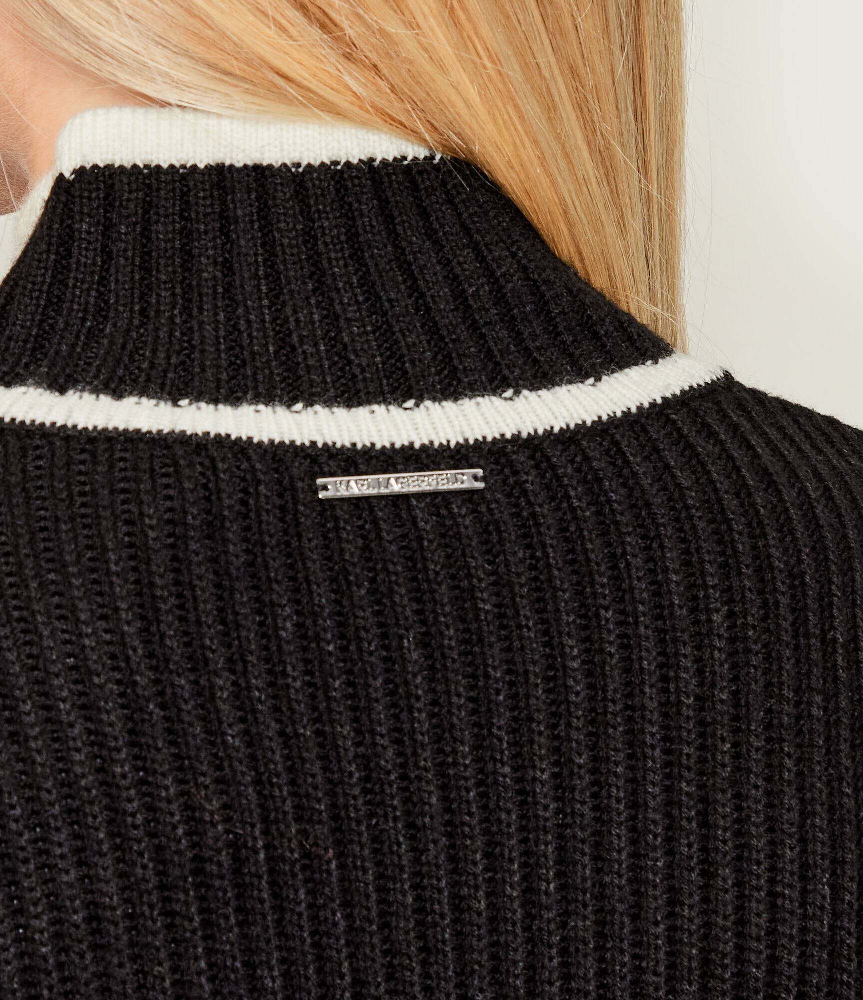 Karl Lagerfeld Guler înalt Soutache Autograph | Loose fit cu adaos de lână