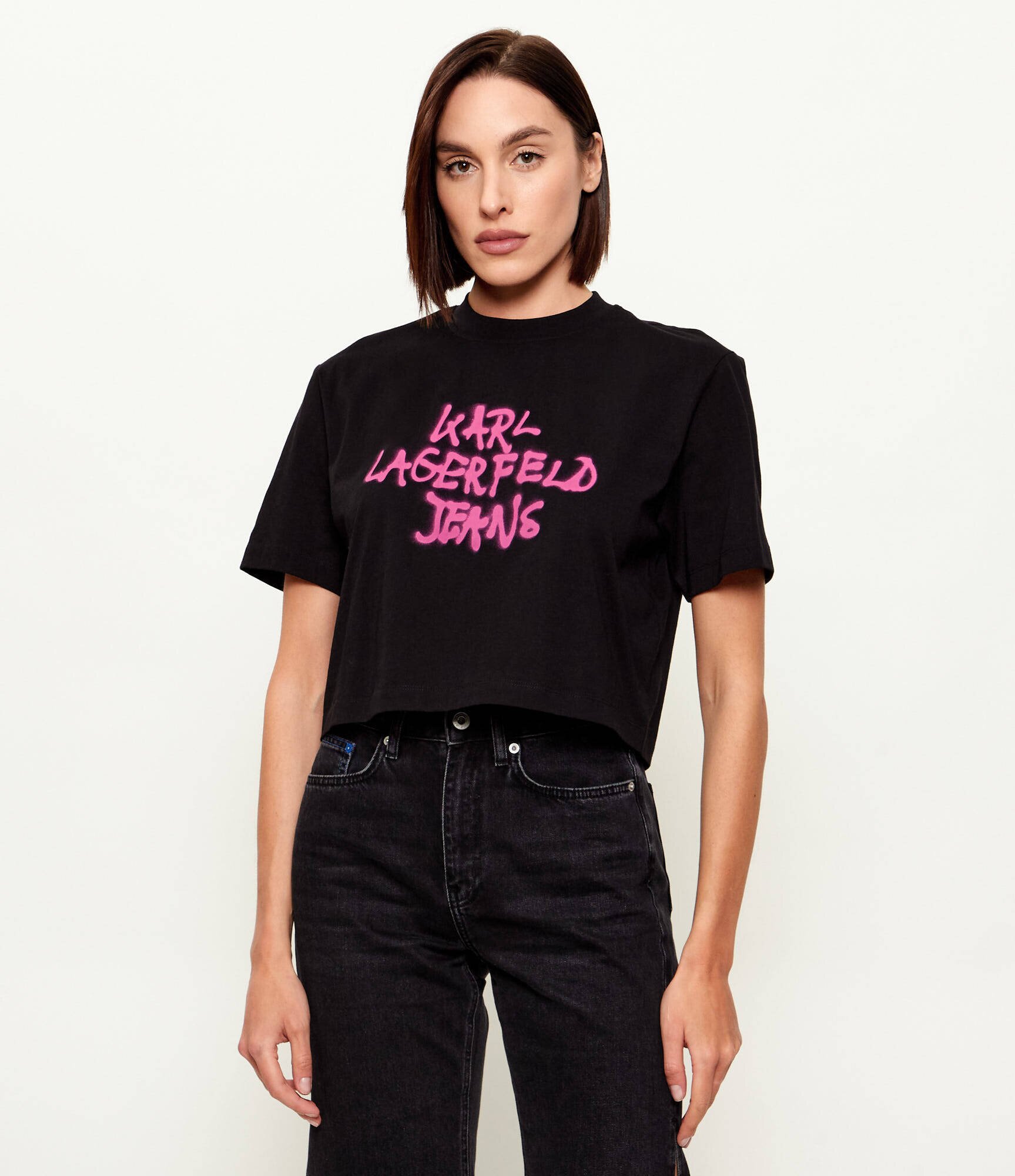 Karl Lagerfeld Jeans Tricou Graffiti | Cropped Fit