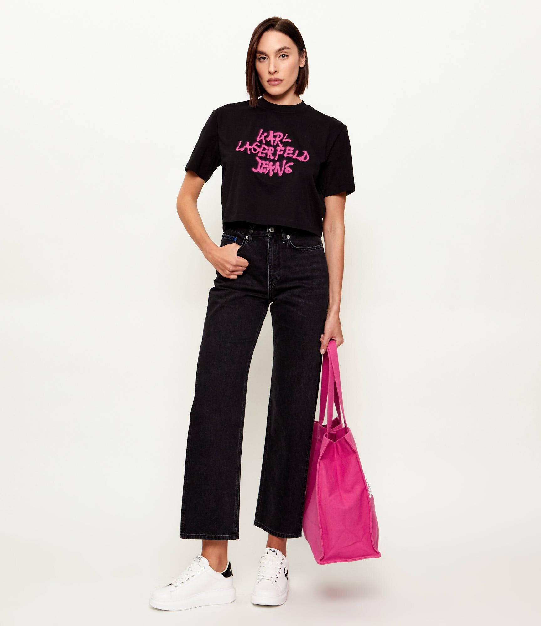 Karl Lagerfeld Jeans Tricou Graffiti | Cropped Fit