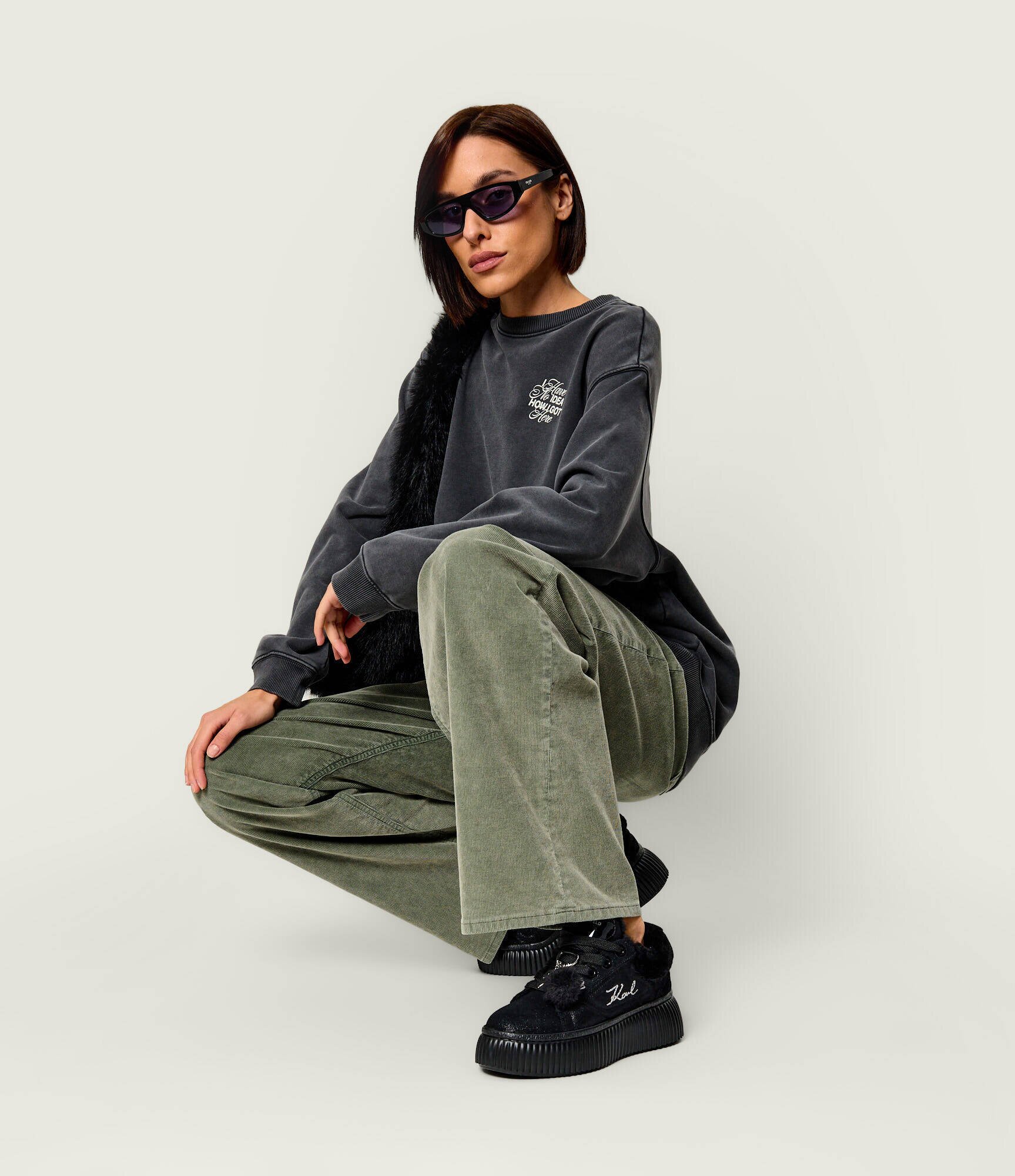 Karl Lagerfeld Sneakers Kreeper Lo Embro PomPom Lo | shearling | piele întoarsă
