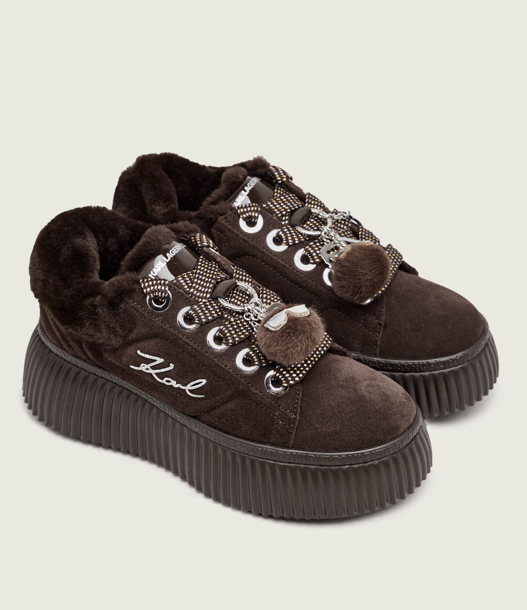 Karl Lagerfeld Sneakers Kreeper Lo Embro PomPom Lo | shearling | piele întoarsă
