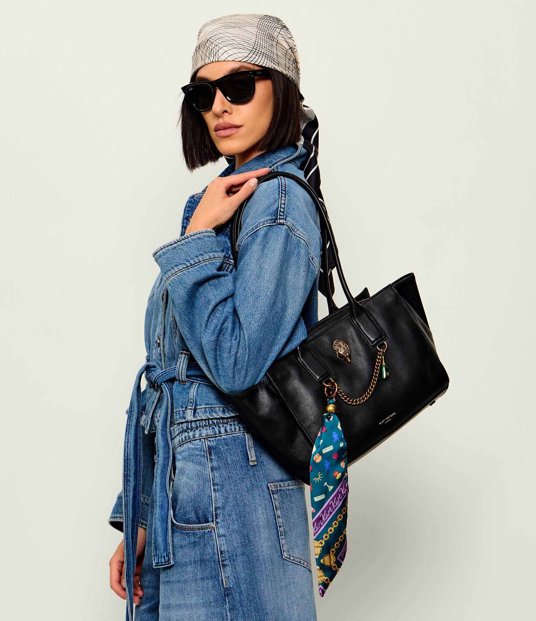 Kurt Geiger De piele geantă pe umăr + eșarfă pătrată Sloane