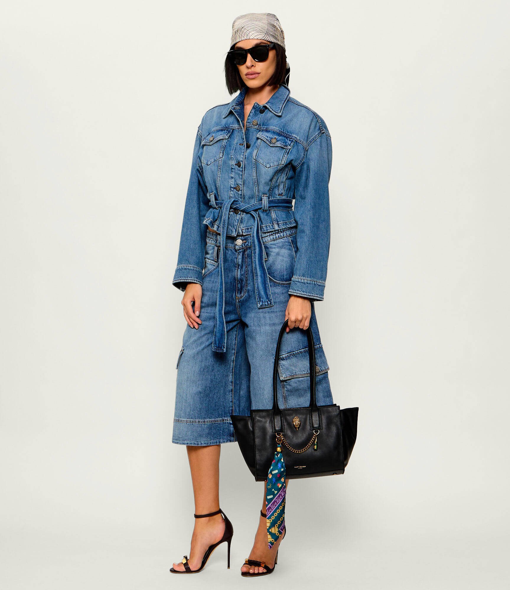 Kurt Geiger De piele geantă pe umăr + eșarfă pătrată Sloane