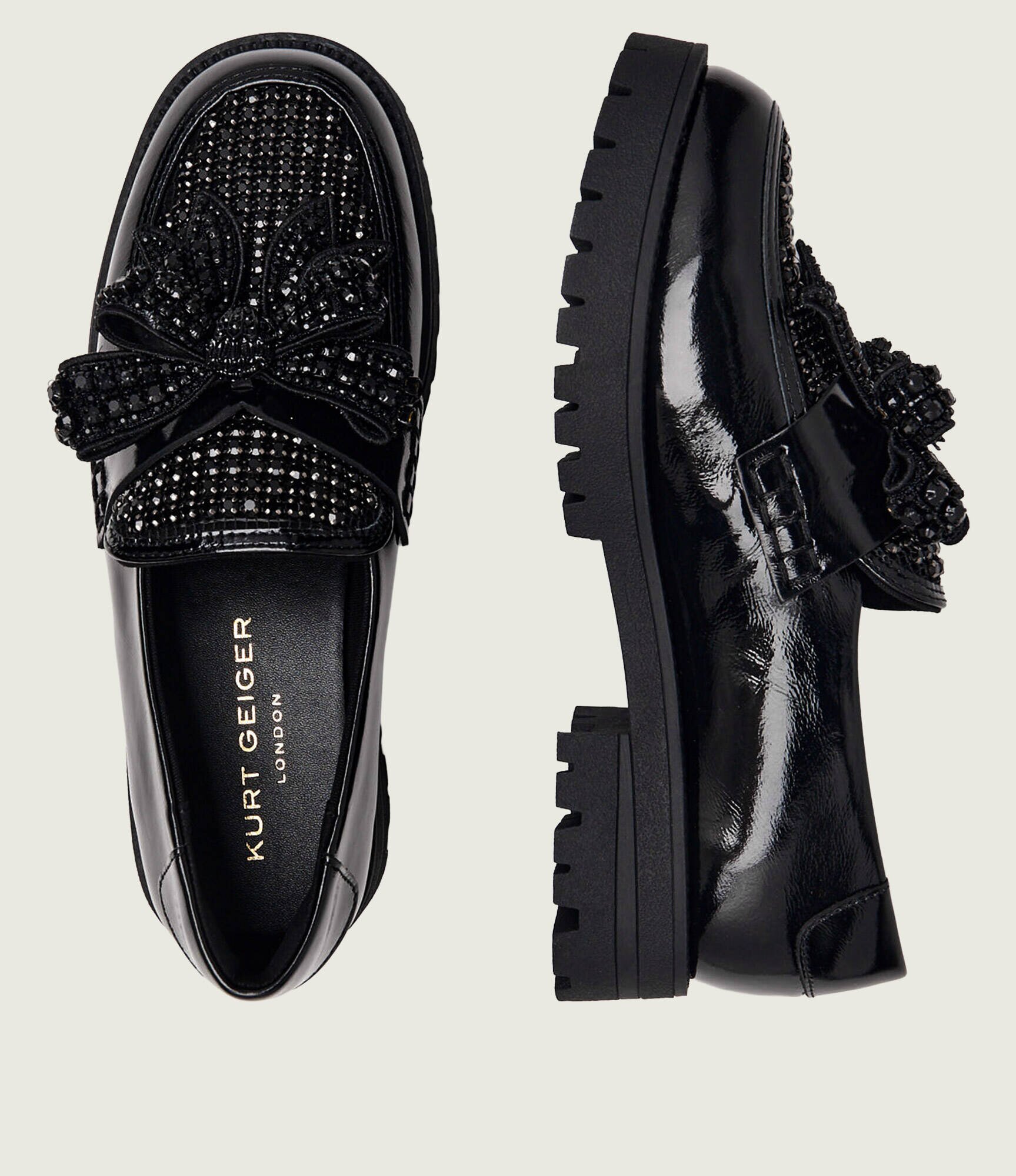 Kurt Geiger De piele pantofi loafer Bow Crystal