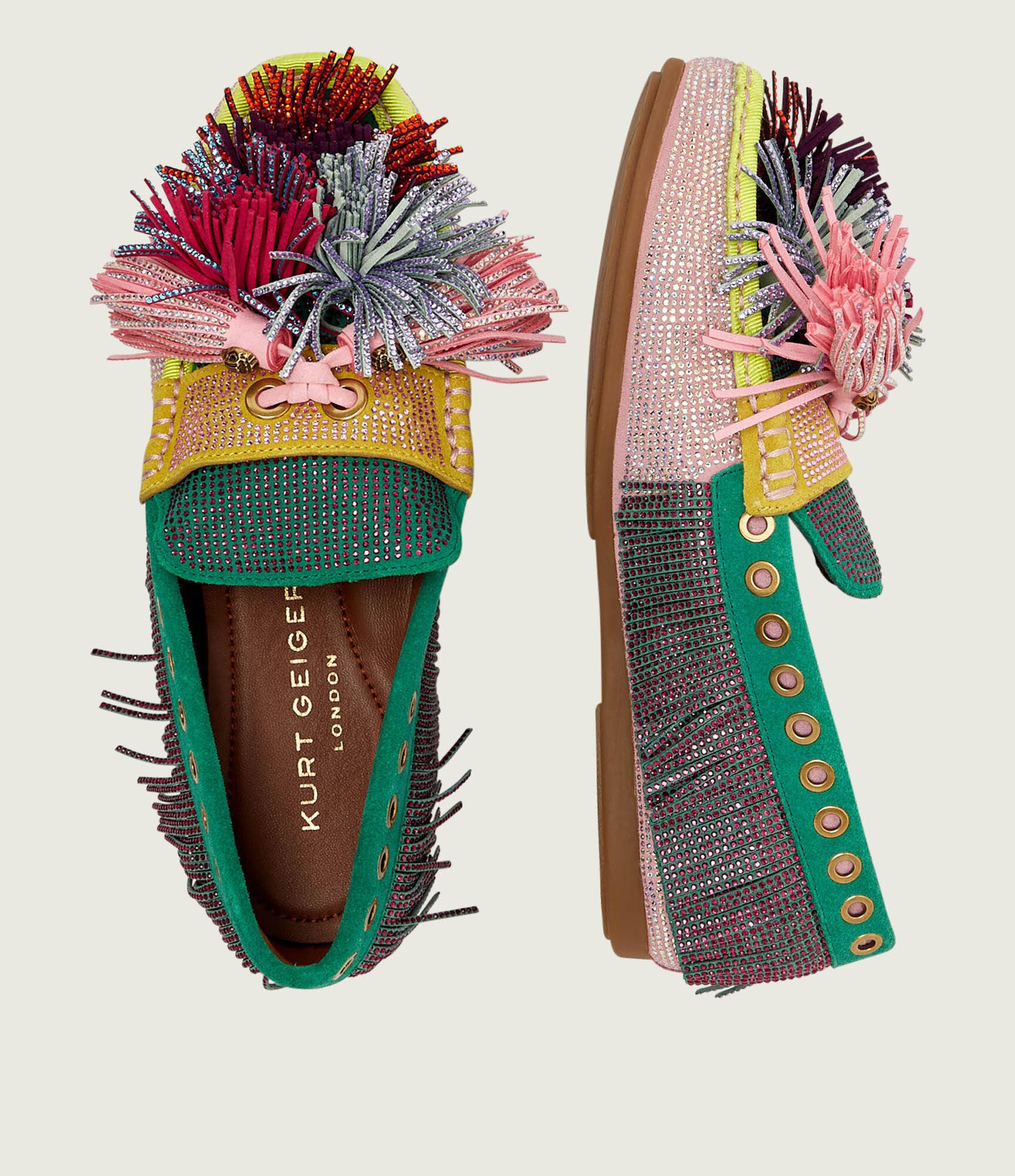 Kurt Geiger Mocasini Pom Pom | piele întoarsă
