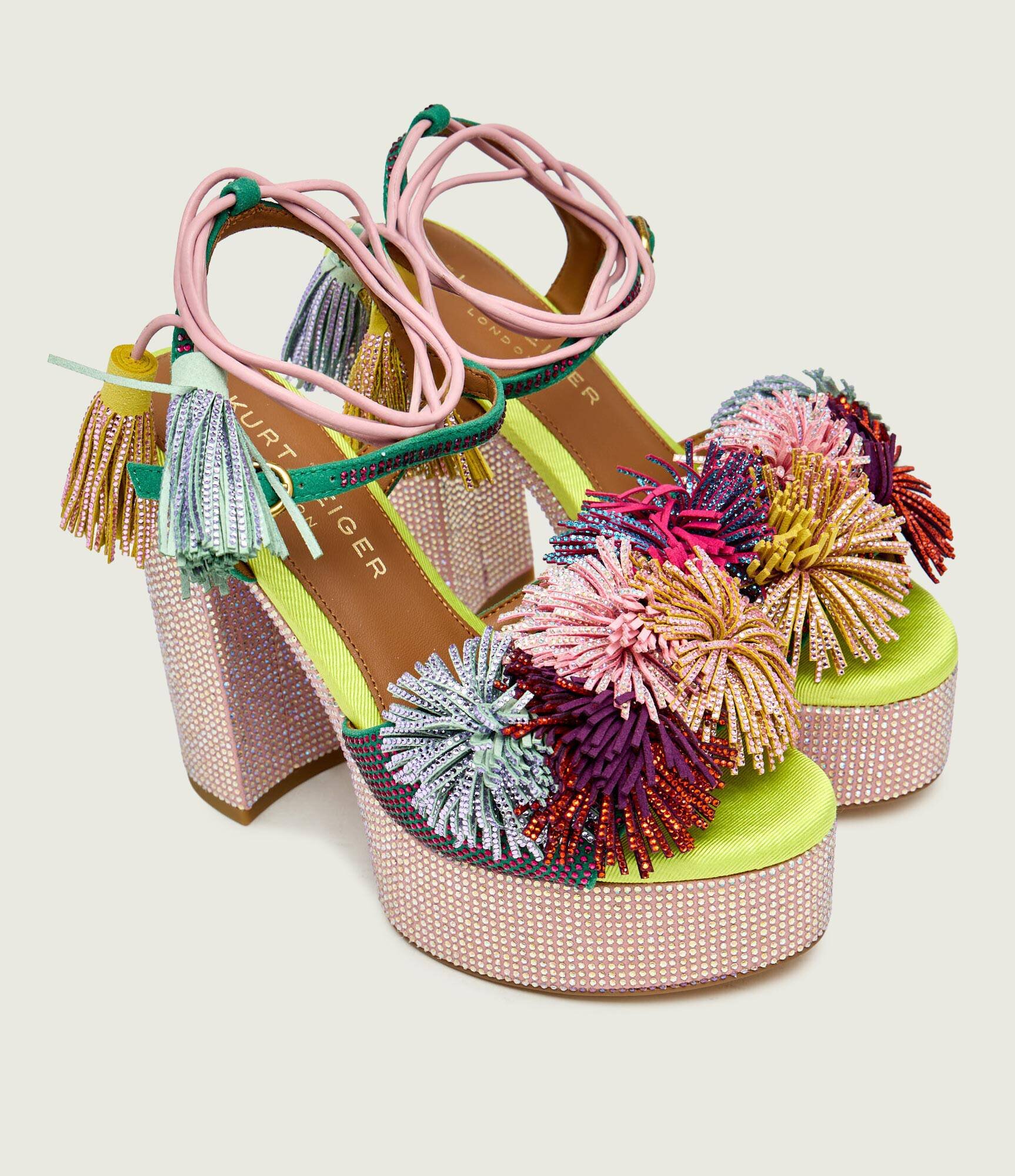 Kurt Geiger Sandale cu toc gros Pom Pom