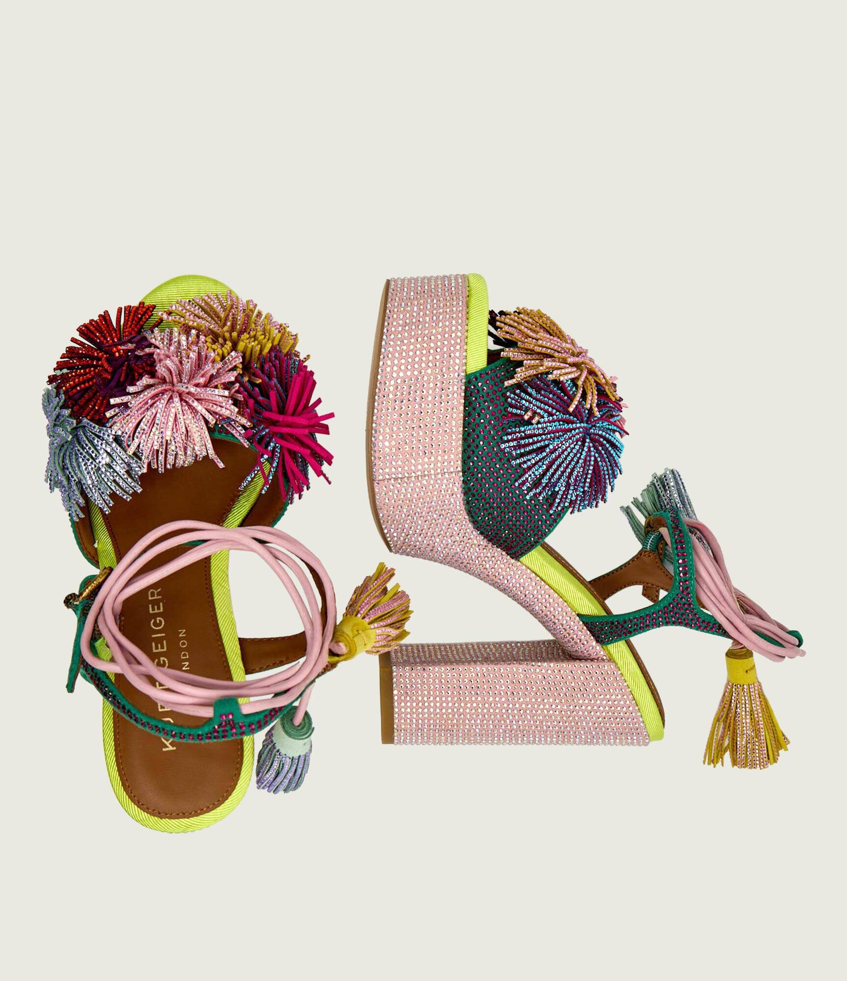 Kurt Geiger Sandale cu toc gros Pom Pom