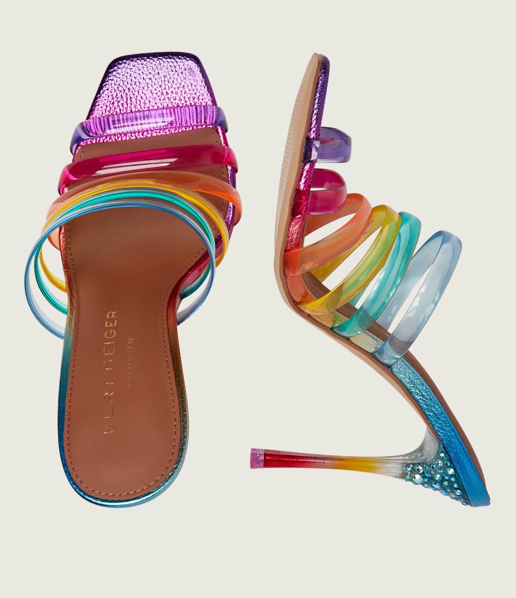 Kurt Geiger Șlapi cu tocuri înalte MADDISON cu adaos de piele