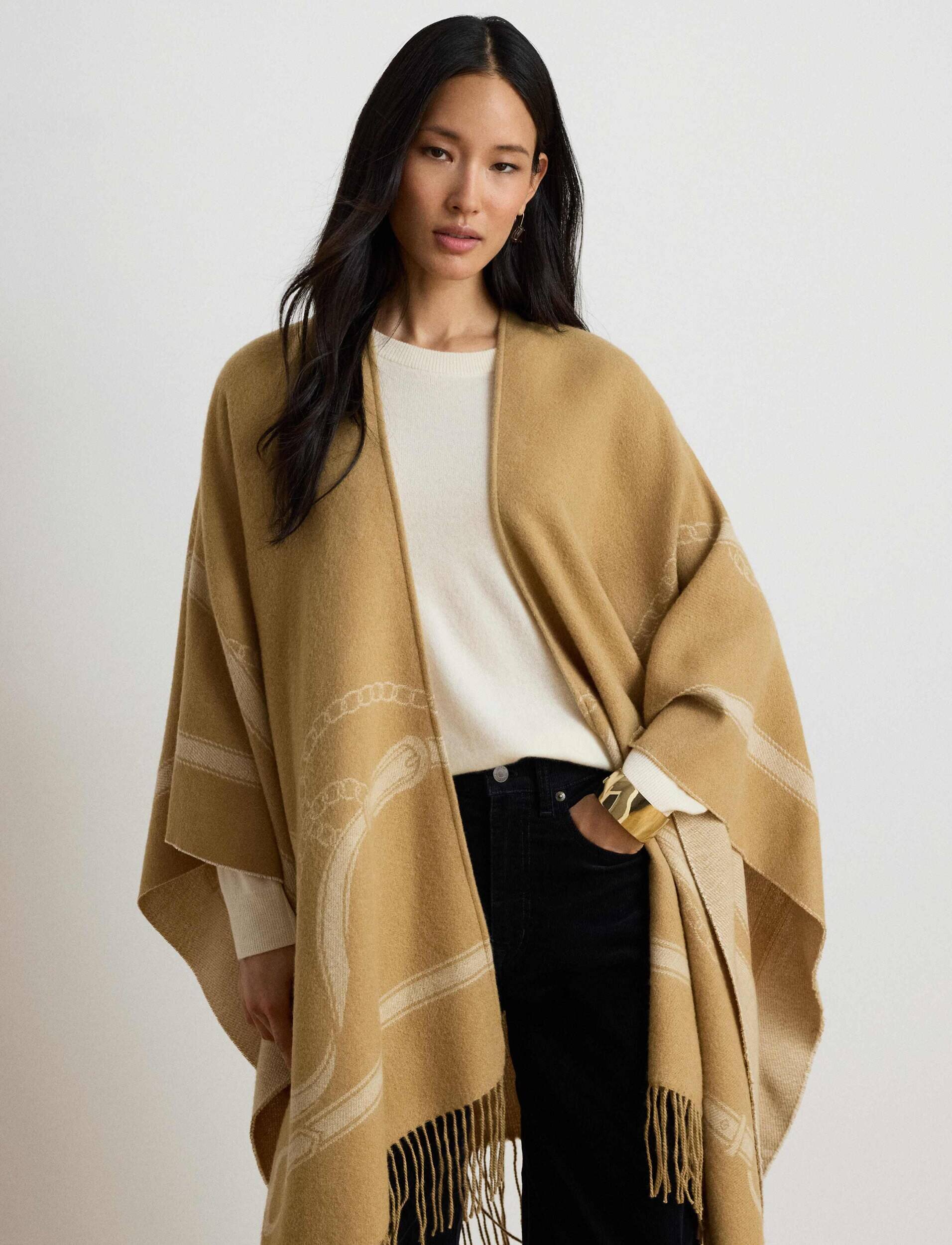 Lauren Ralph Lauren Cu două fețe poncho | Loose fit cu adaos de lână