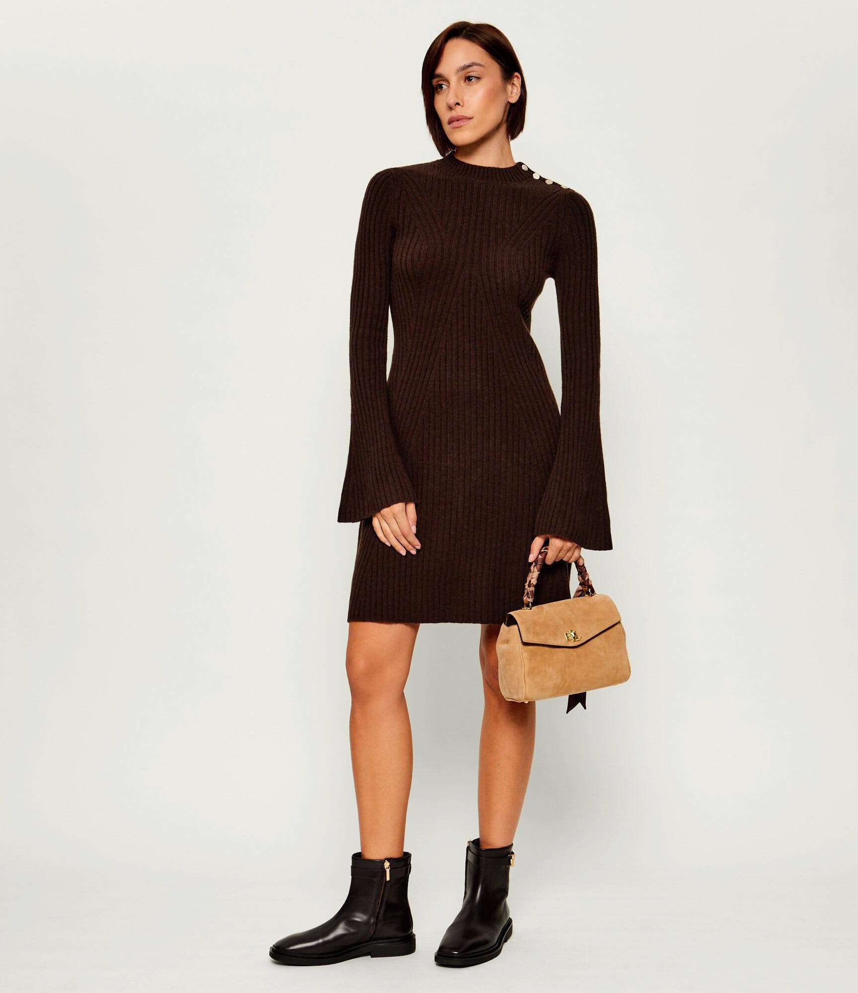 Lauren Ralph Lauren Cufăr + eșarfă pătrată Farrah | piele întoarsă