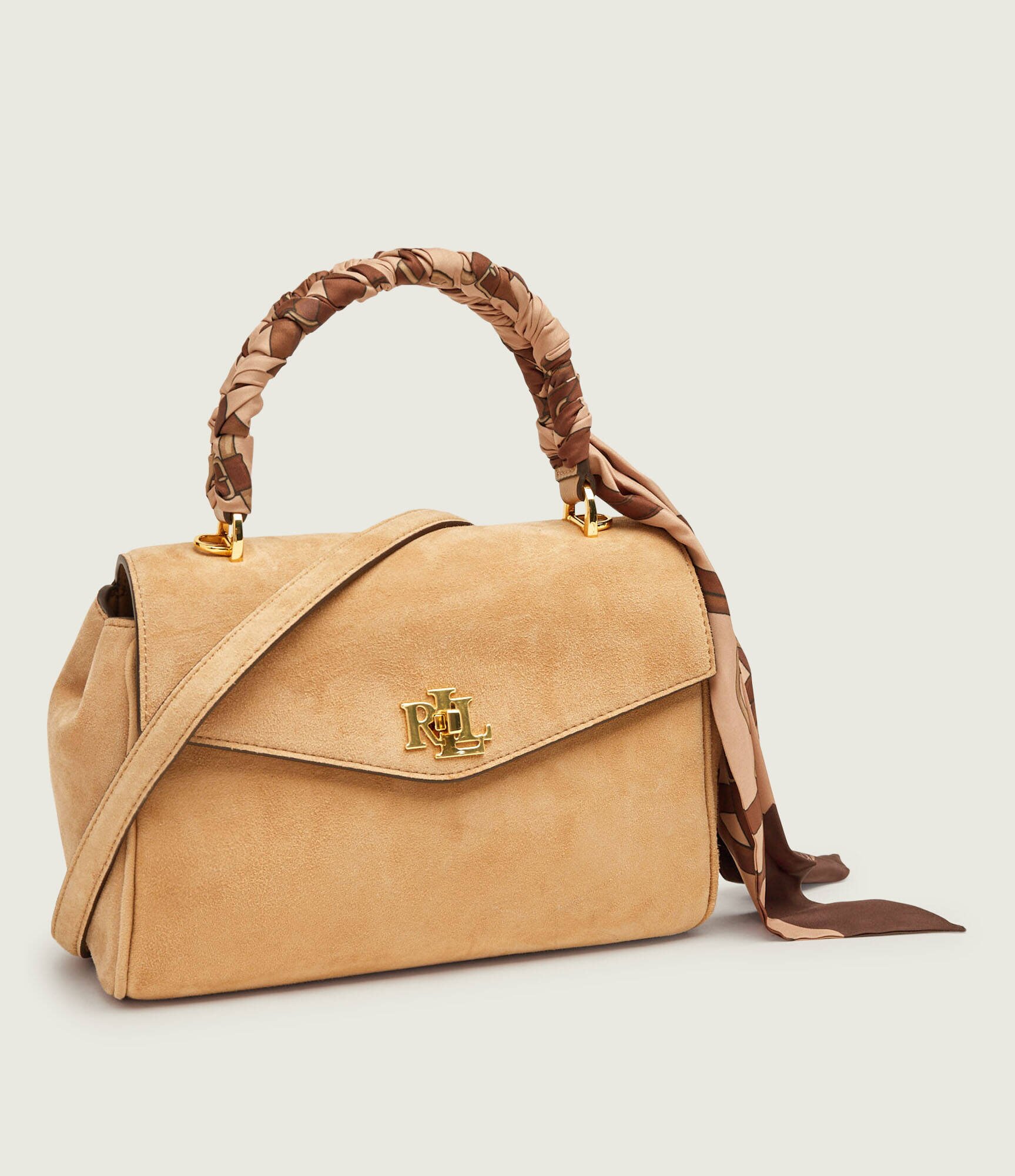 Lauren Ralph Lauren Cufăr + eșarfă pătrată Farrah | piele întoarsă
