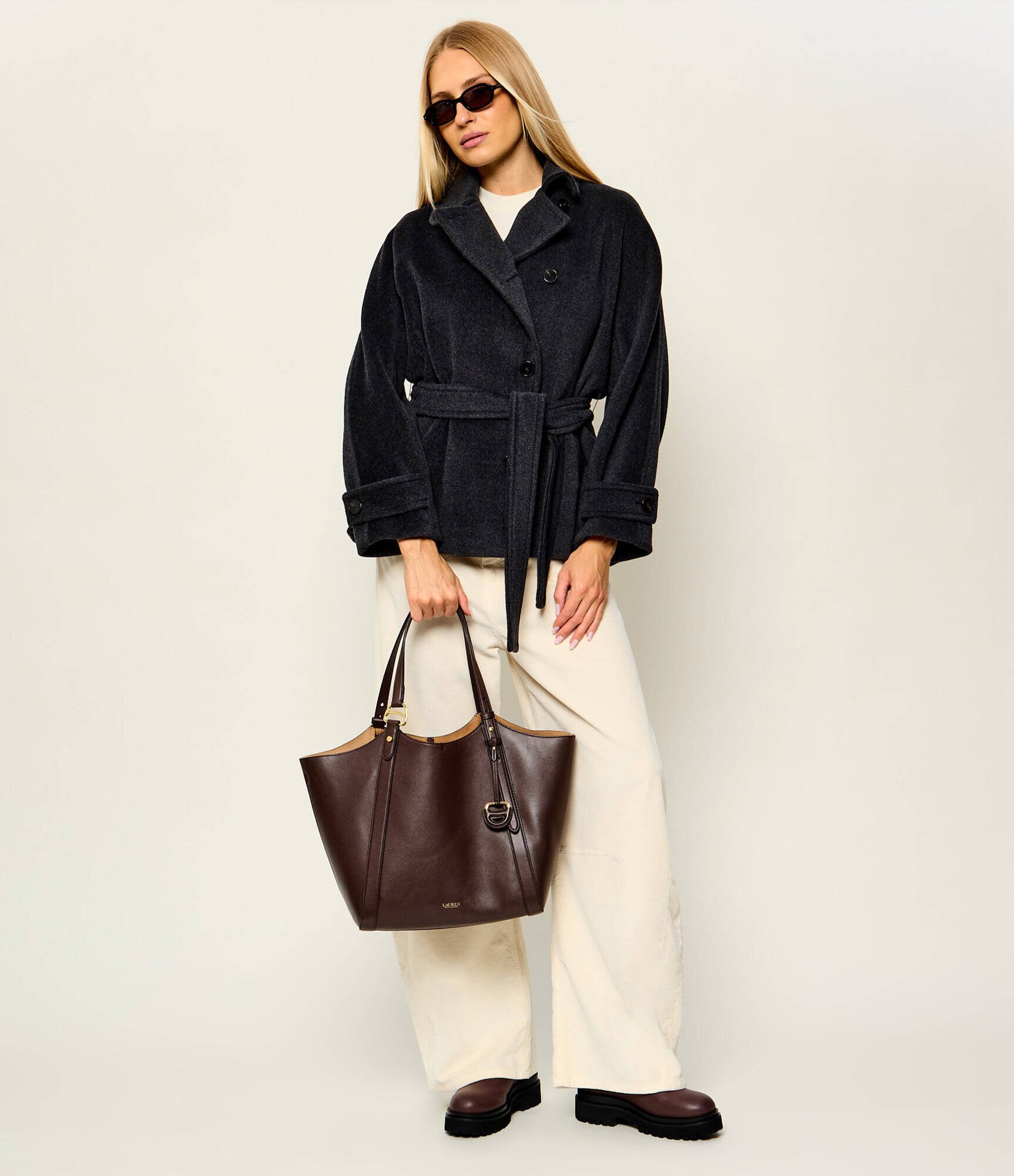 Lauren Ralph Lauren De piele geantă shopper Tasha