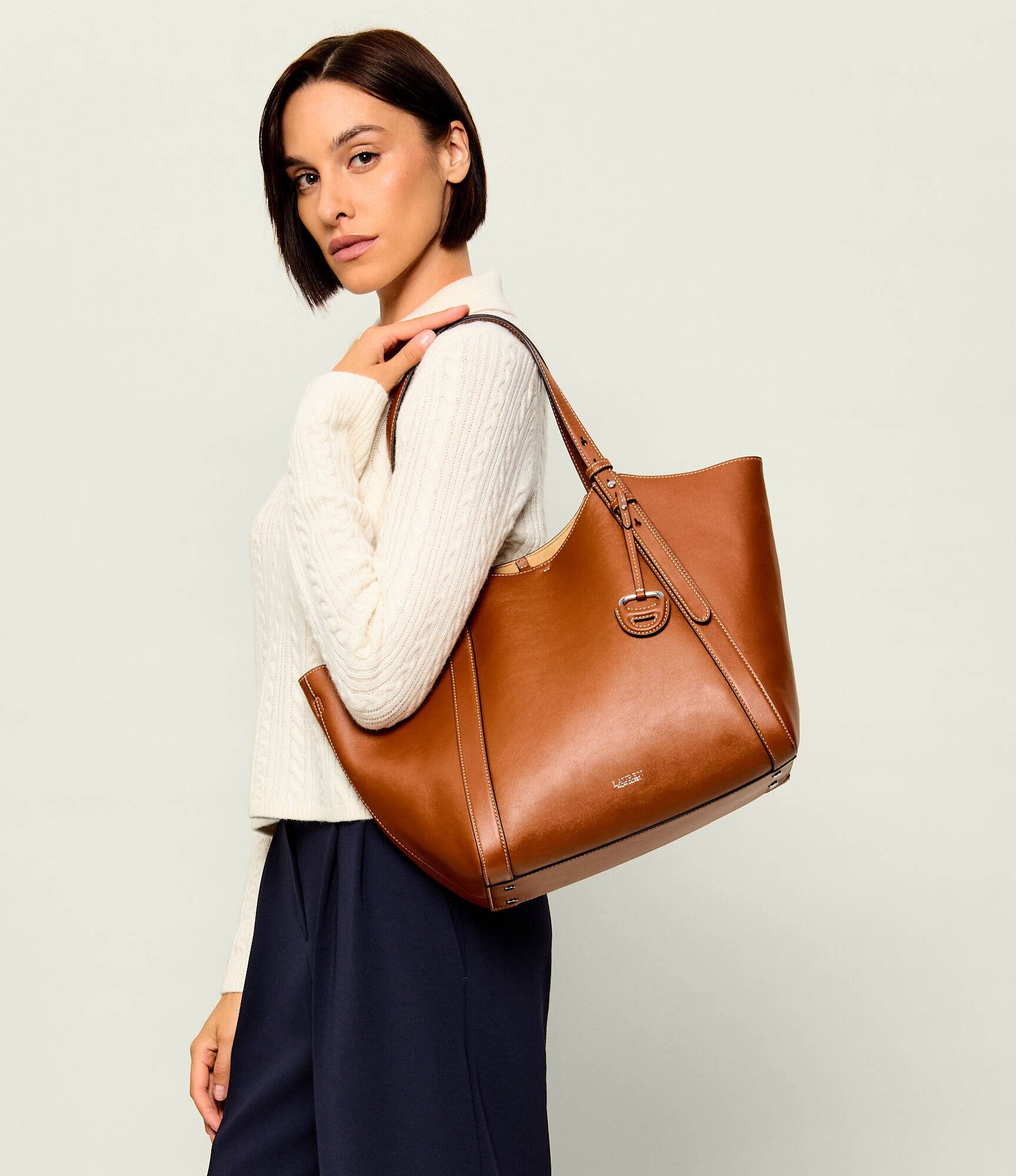 Lauren Ralph Lauren De piele geantă shopper Tasha