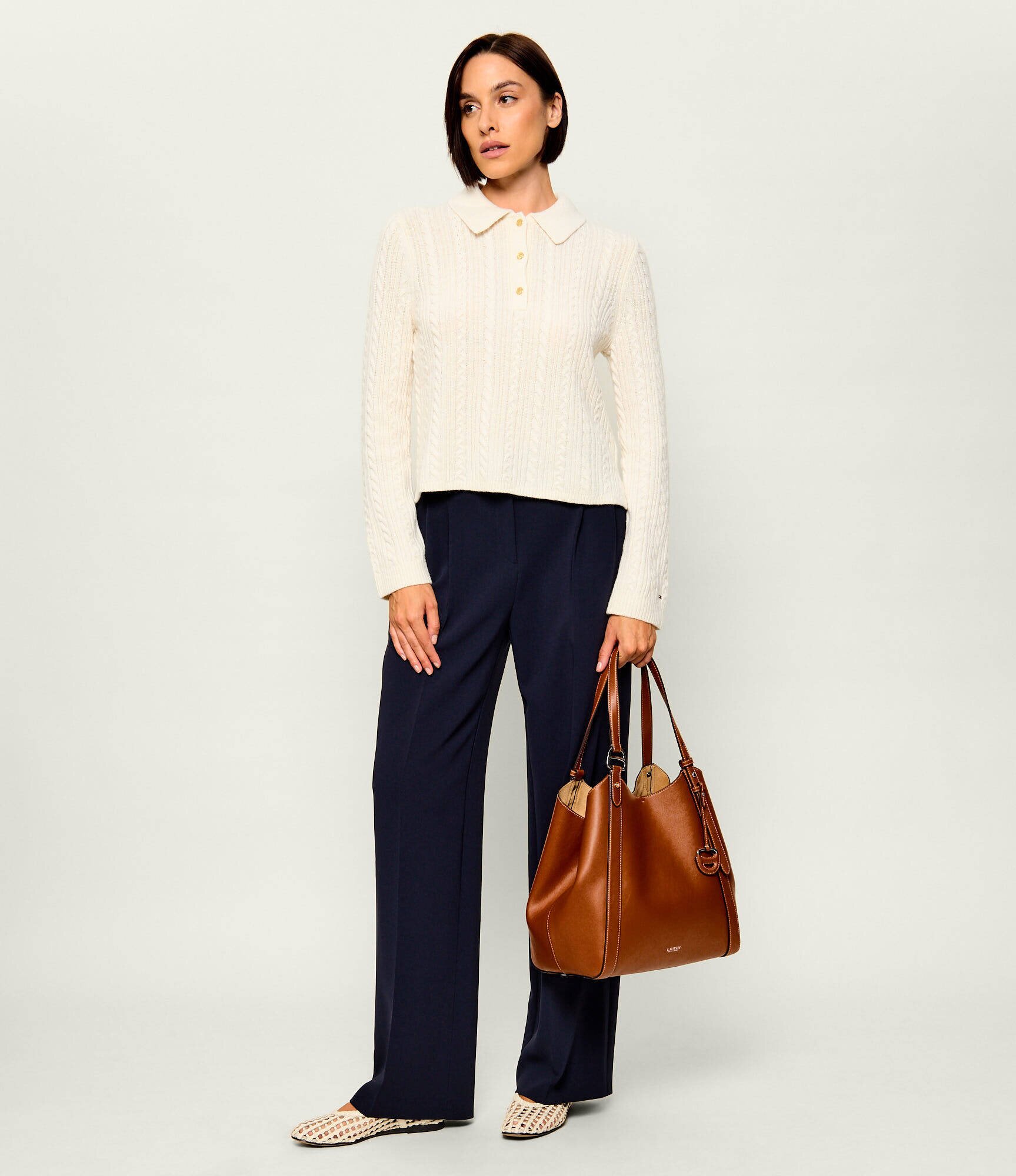 Lauren Ralph Lauren De piele geantă shopper Tasha