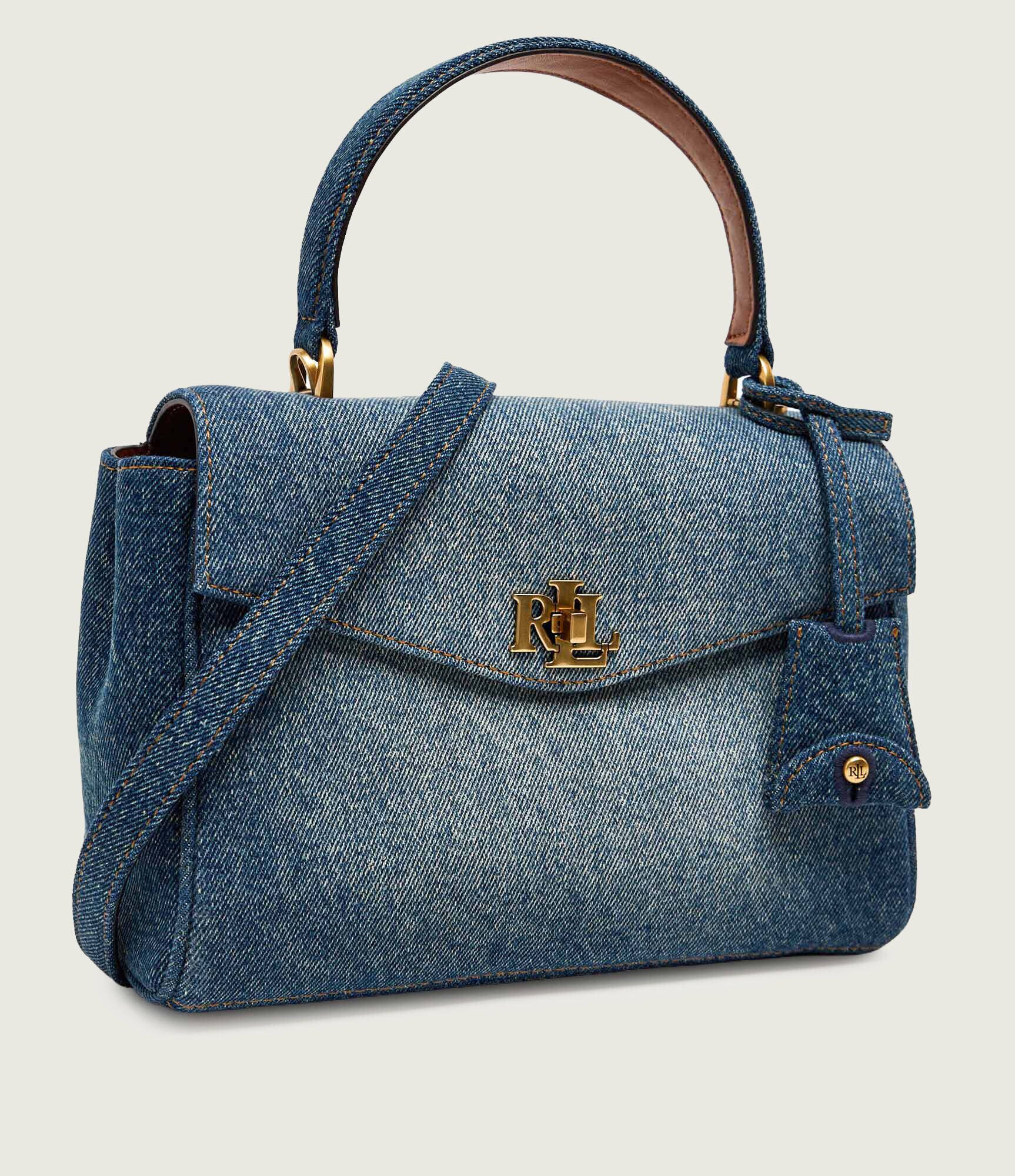Lauren Ralph Lauren Denim cufăr Farrah cu adaos de piele