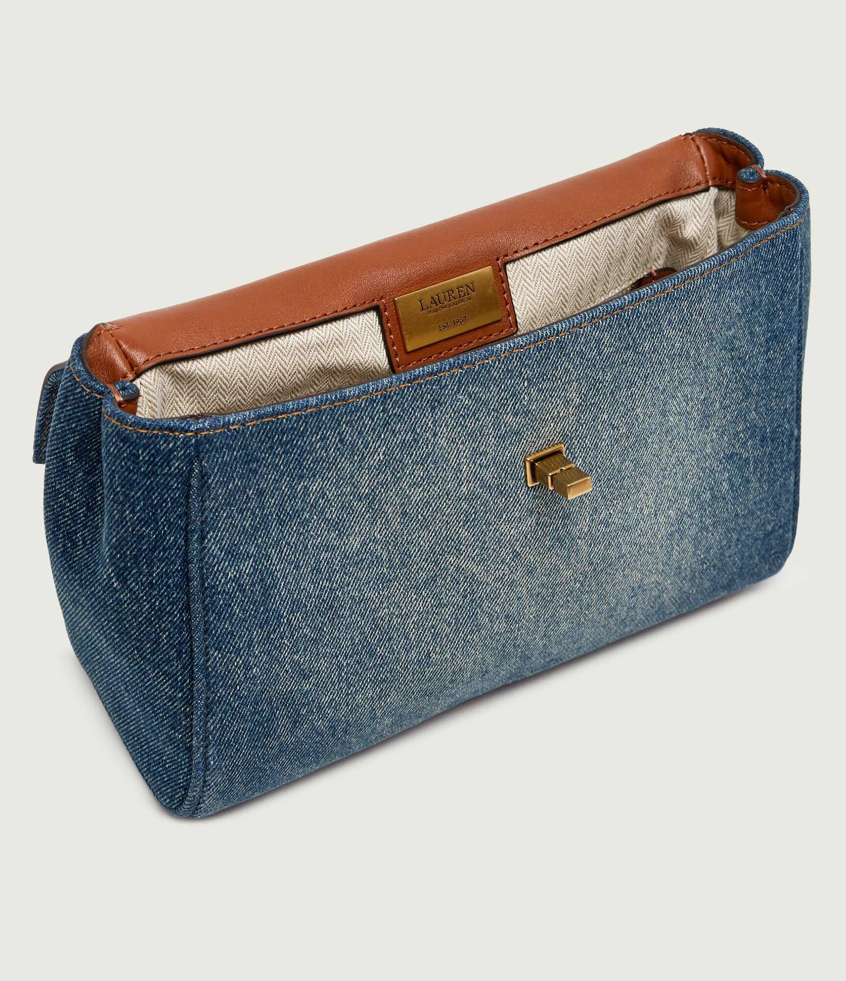 Lauren Ralph Lauren Denim cufăr Farrah cu adaos de piele