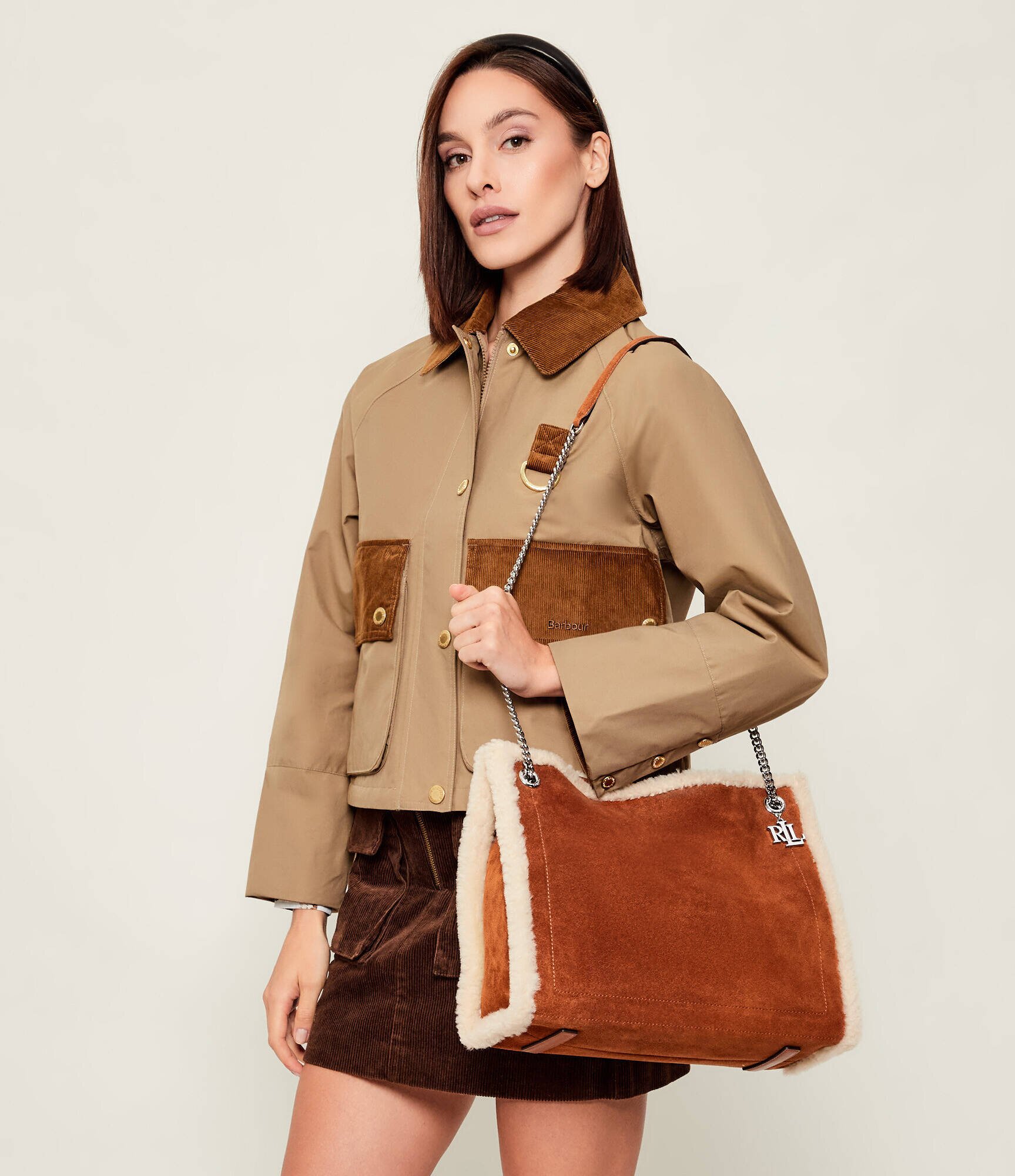 Lauren Ralph Lauren Geantă shopper Bradley | shearling | piele întoarsă