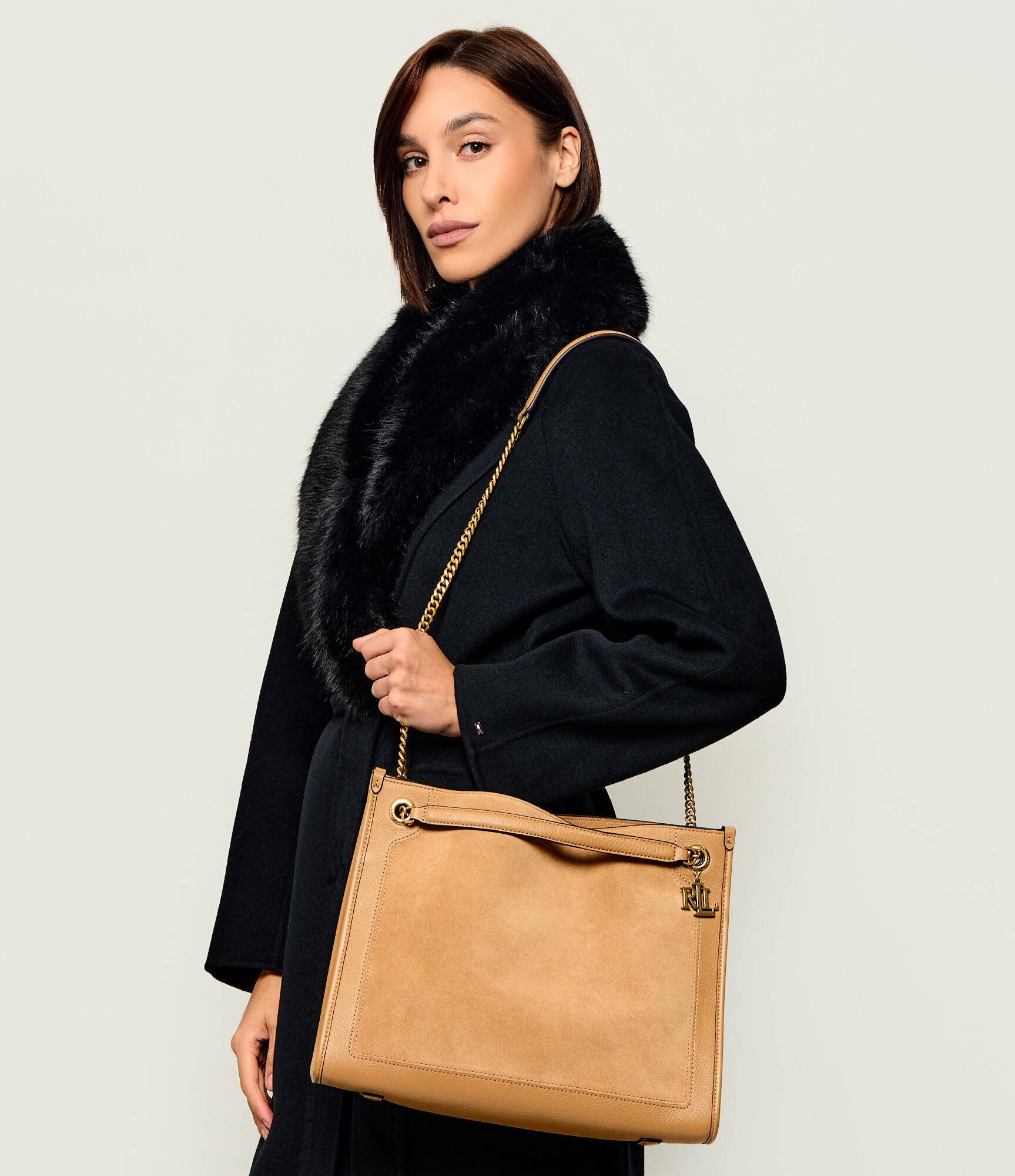 Lauren Ralph Lauren Geantă shopper Bradley | zamsz cu adaos de piele