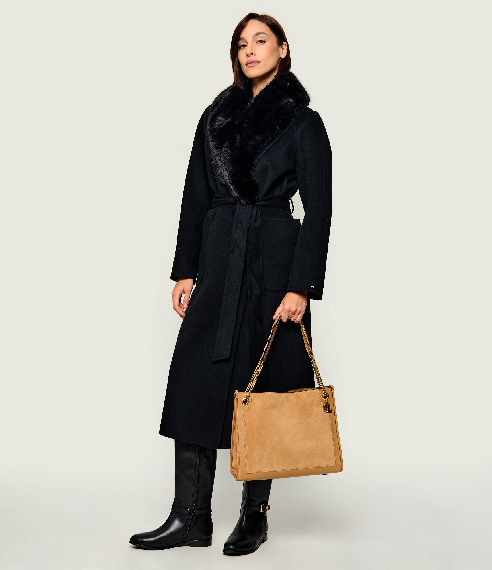 Lauren Ralph Lauren Geantă shopper Bradley | zamsz cu adaos de piele