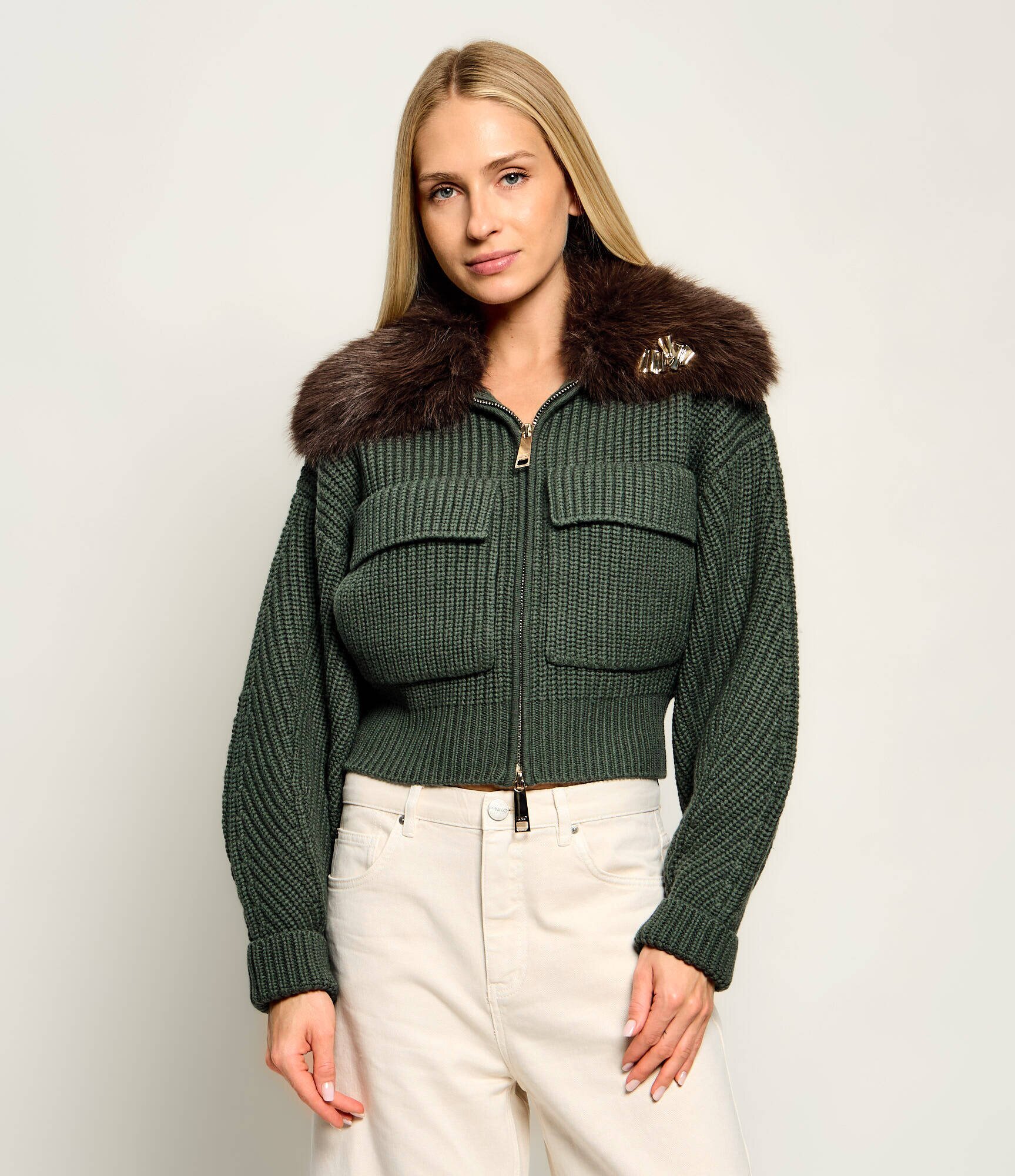 Liu Jo Geacă | Cropped Fit cu adaos de lână