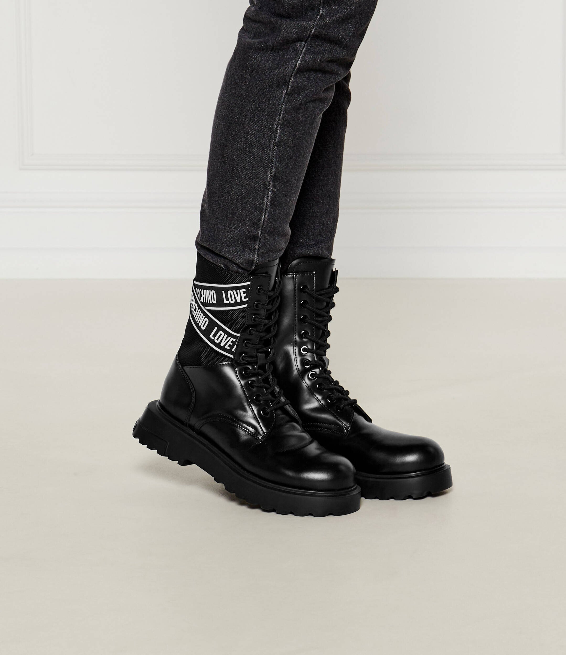 Love Moschino Botine cu adaos de piele