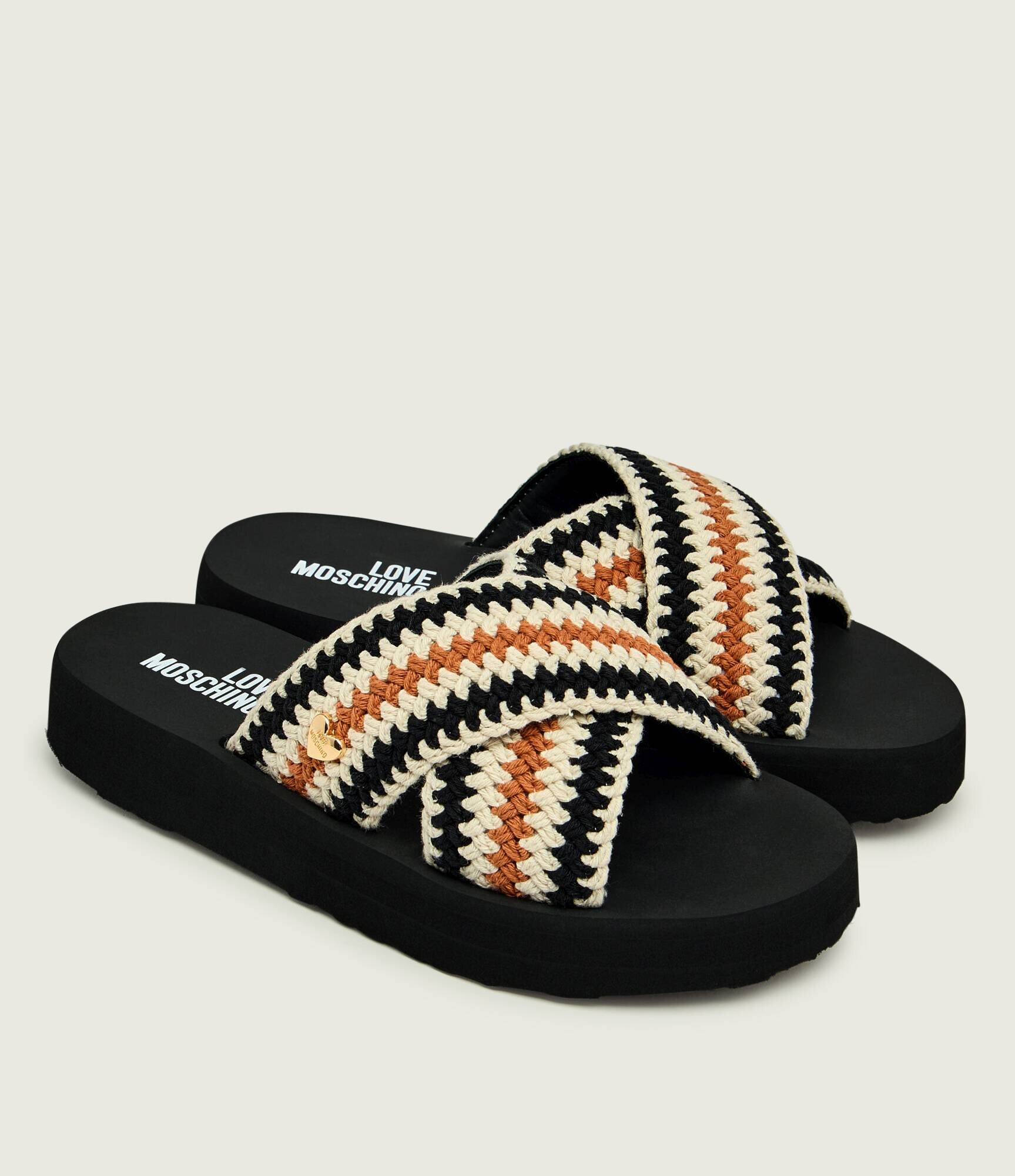 Love Moschino Șlapi cu adaos de piele