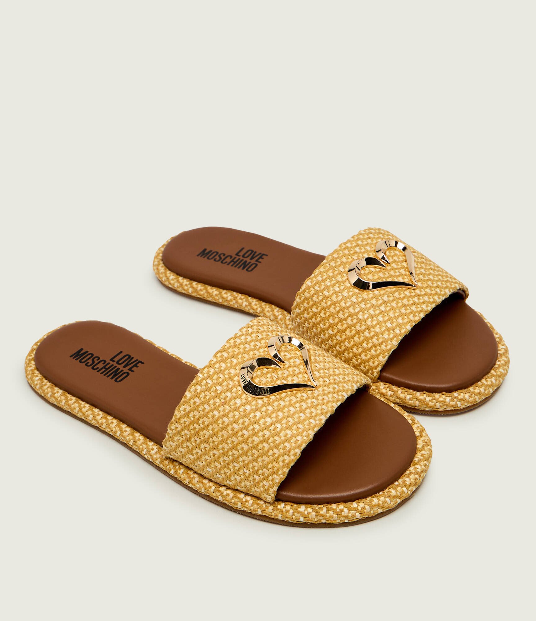 Love Moschino Șlapi cu adaos de piele