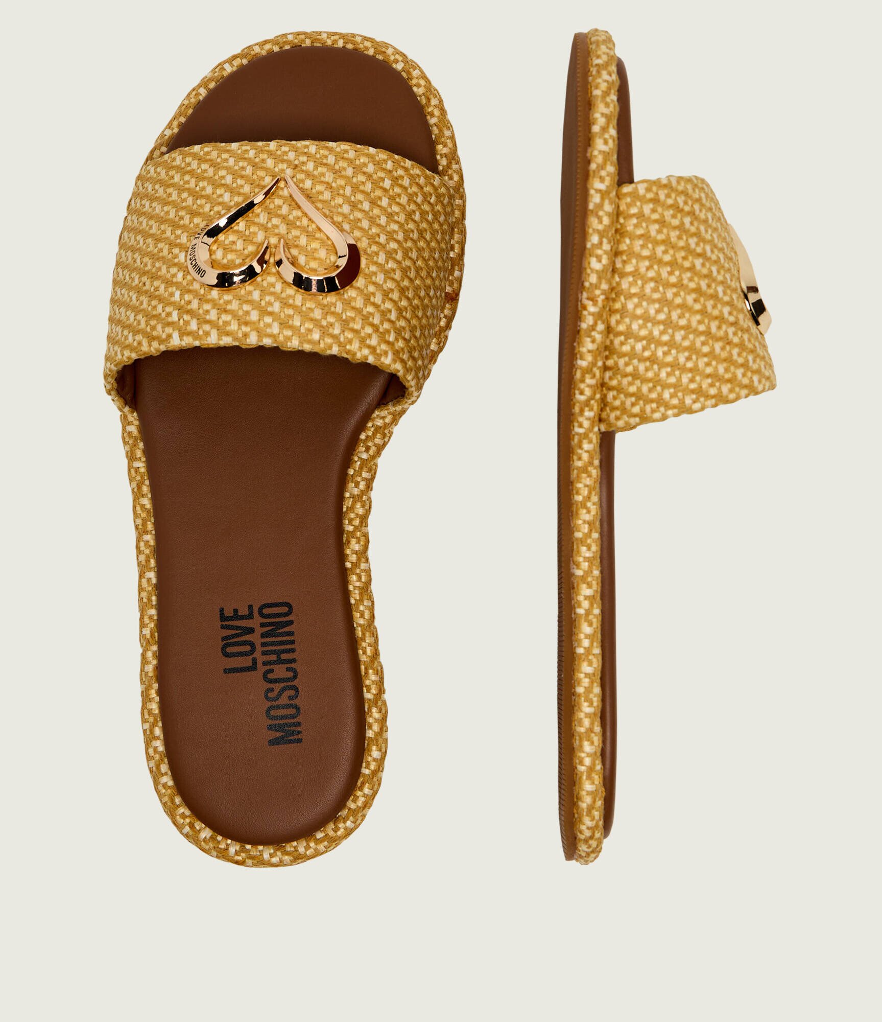 Love Moschino Șlapi cu adaos de piele