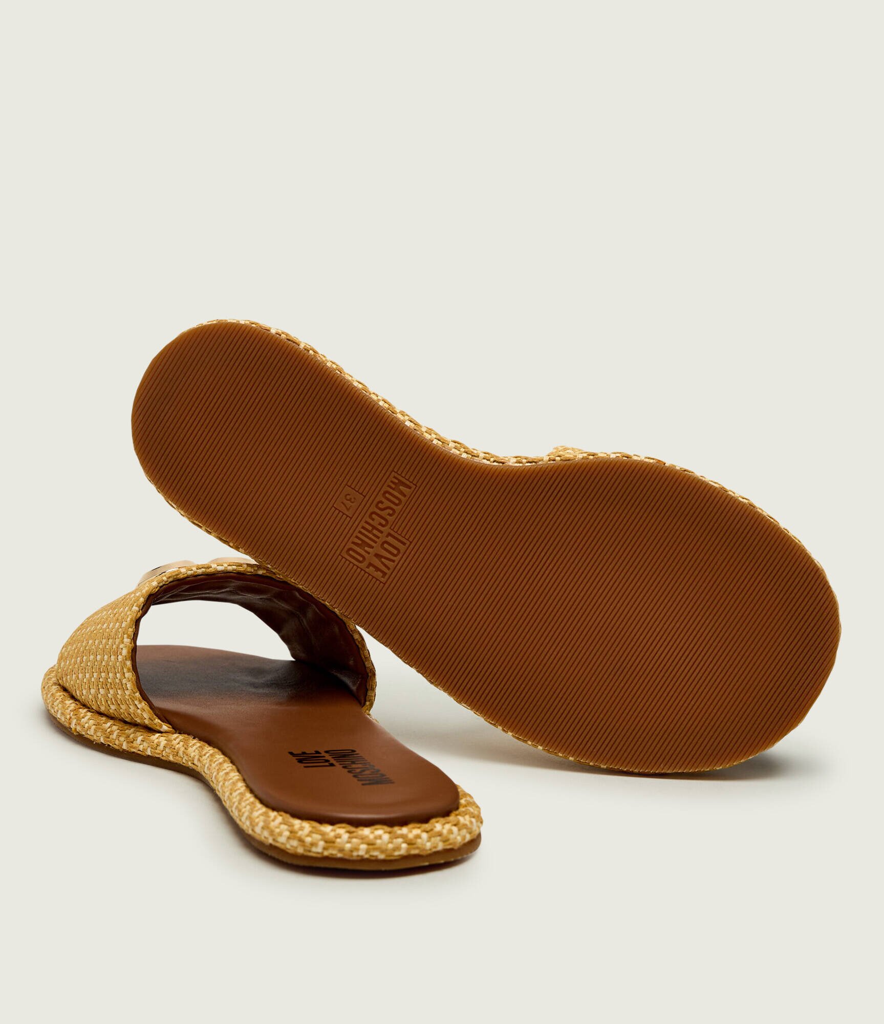 Love Moschino Șlapi cu adaos de piele