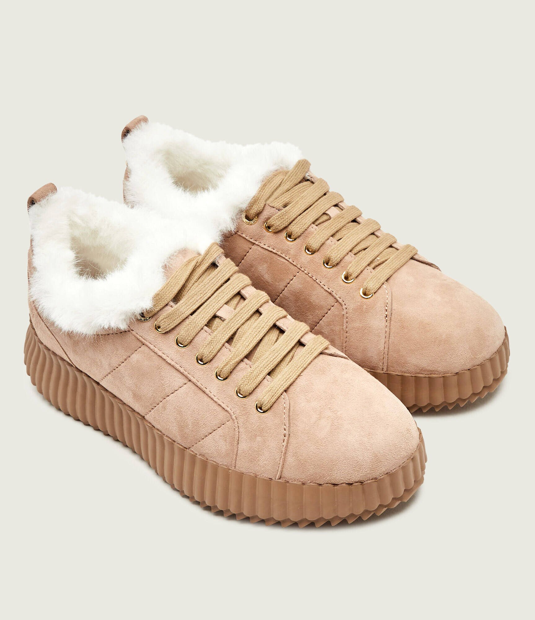 Marc Cain Căptușite sneakers | piele întoarsă | shearling