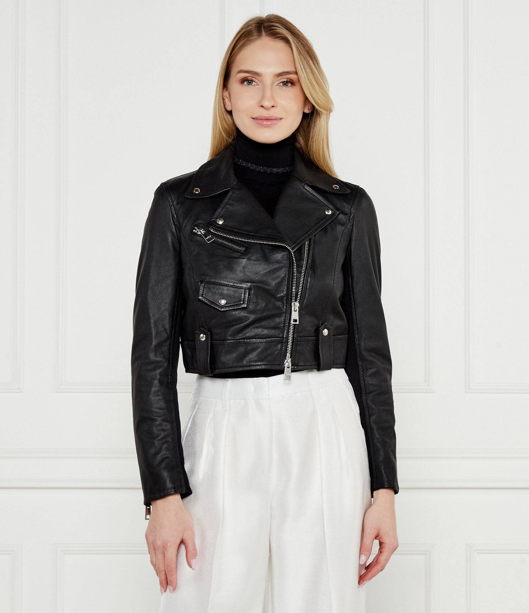 Marc Cain De piele geacă | Slim Fit