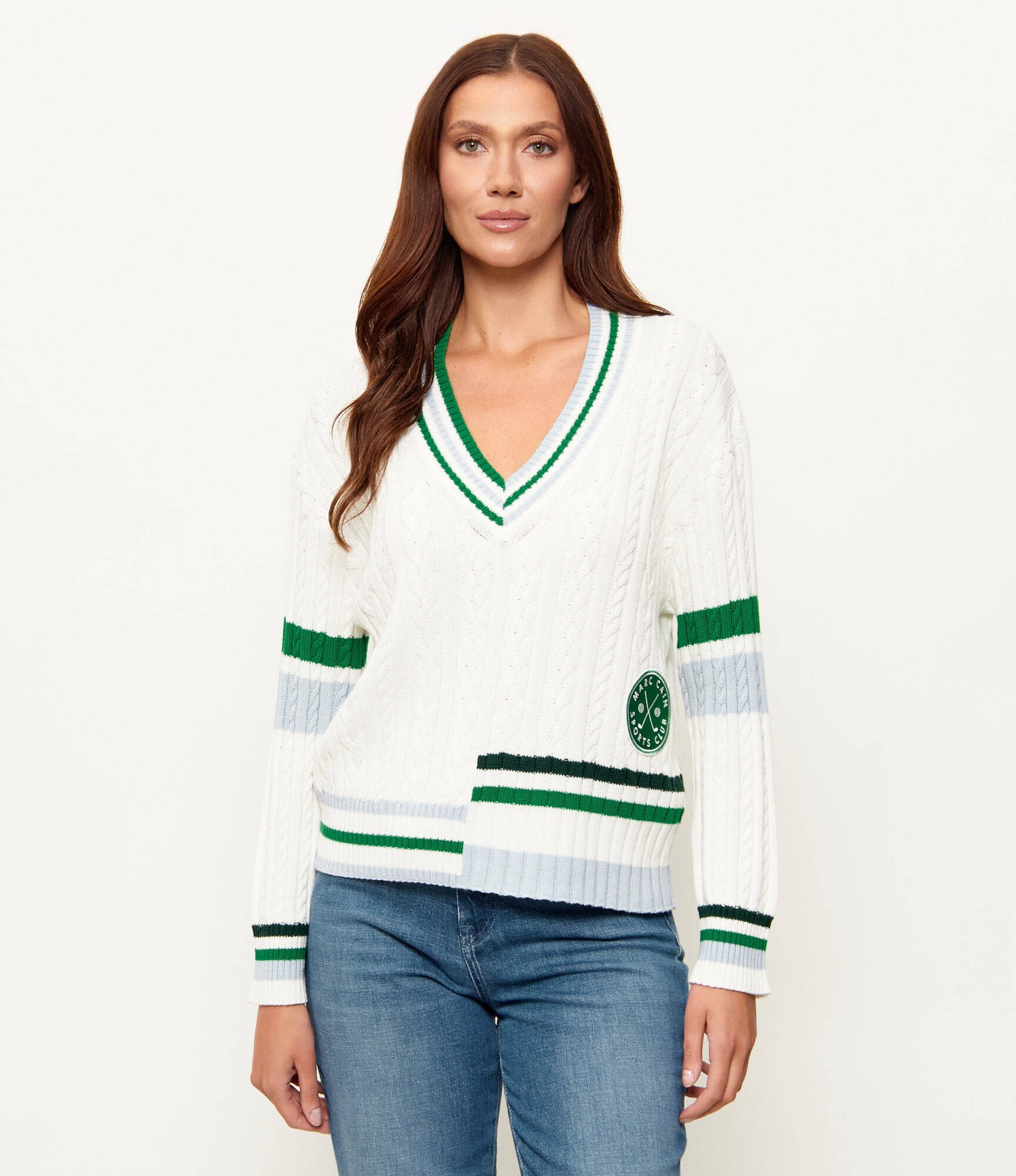 Marc Cain Pulover | Loose fit cu adaos de lână