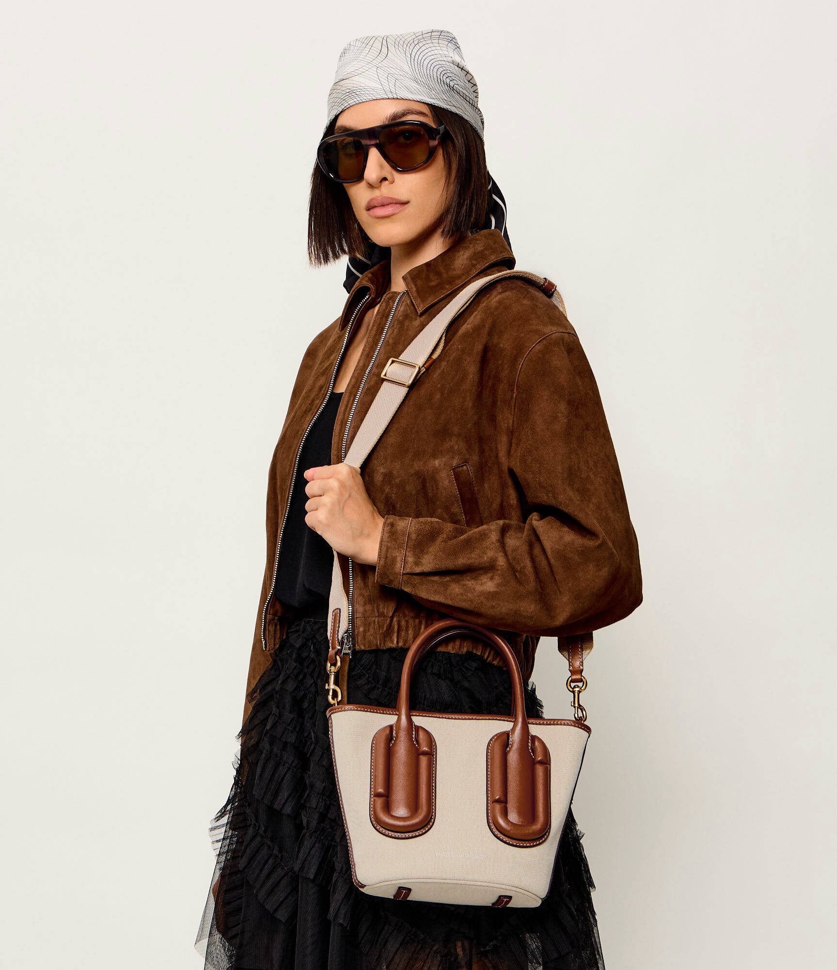 MARC JACOBS Cufăr Babe Small Tote In Canvas cu adaos de piele
