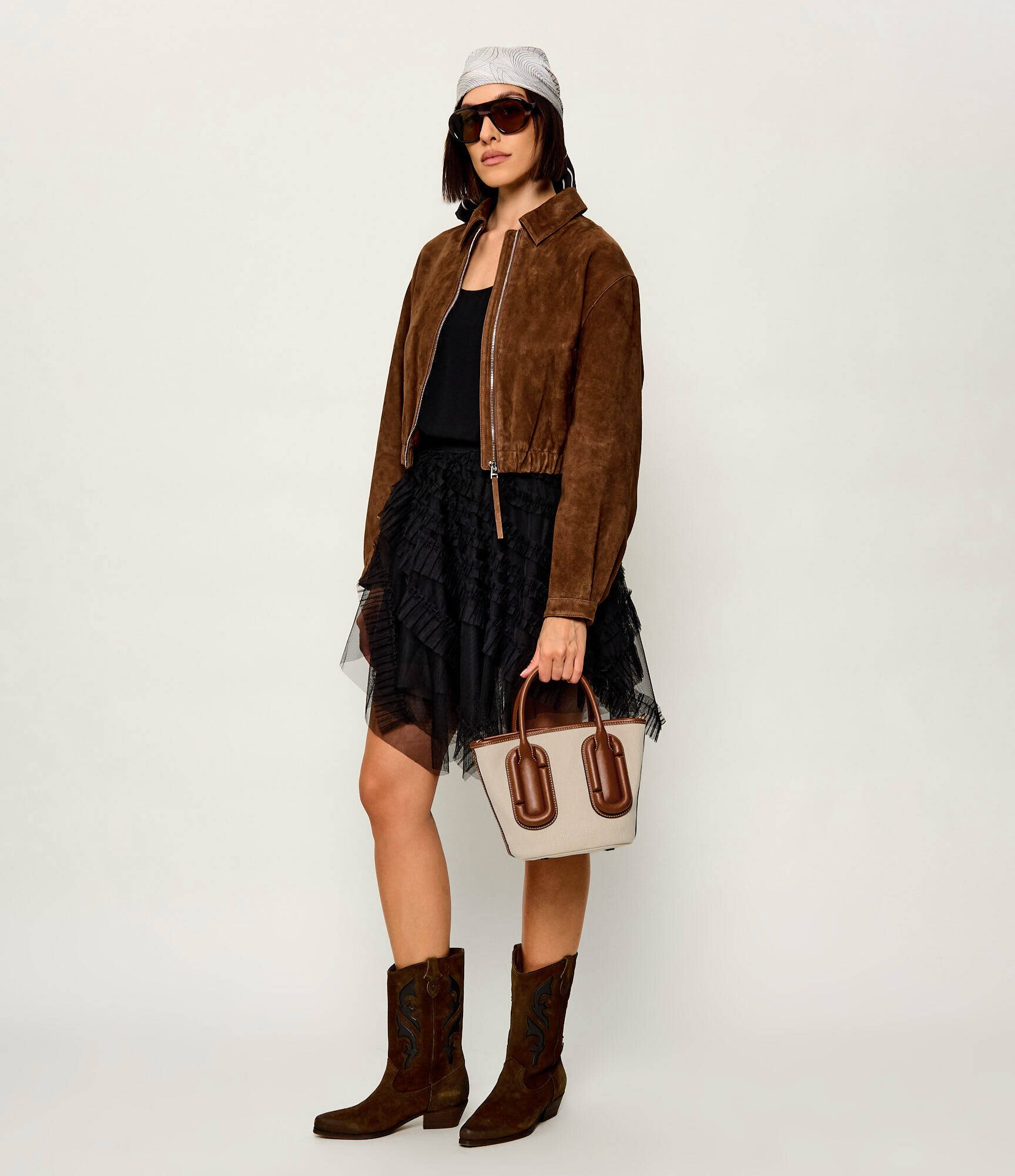 MARC JACOBS Cufăr Babe Small Tote In Canvas cu adaos de piele