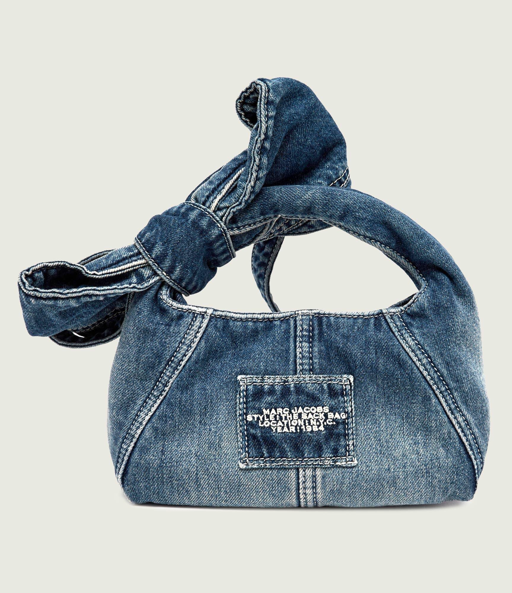 MARC JACOBS De blugi geantă pe umăr The Bow Denim Mini Sack Bag