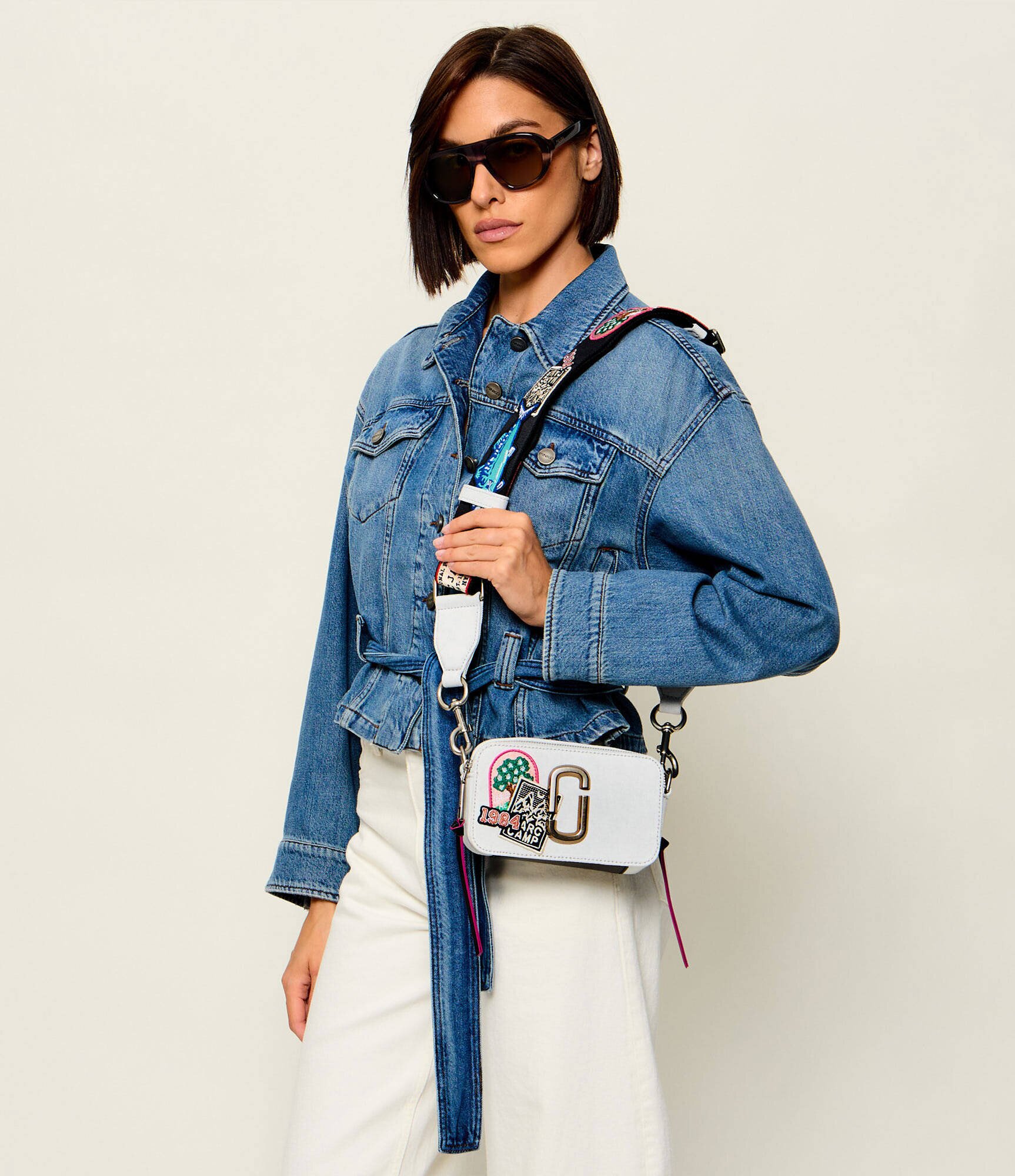 MARC JACOBS De blugi geantă poștaș The Camp Patchwork Denim Snapshot
