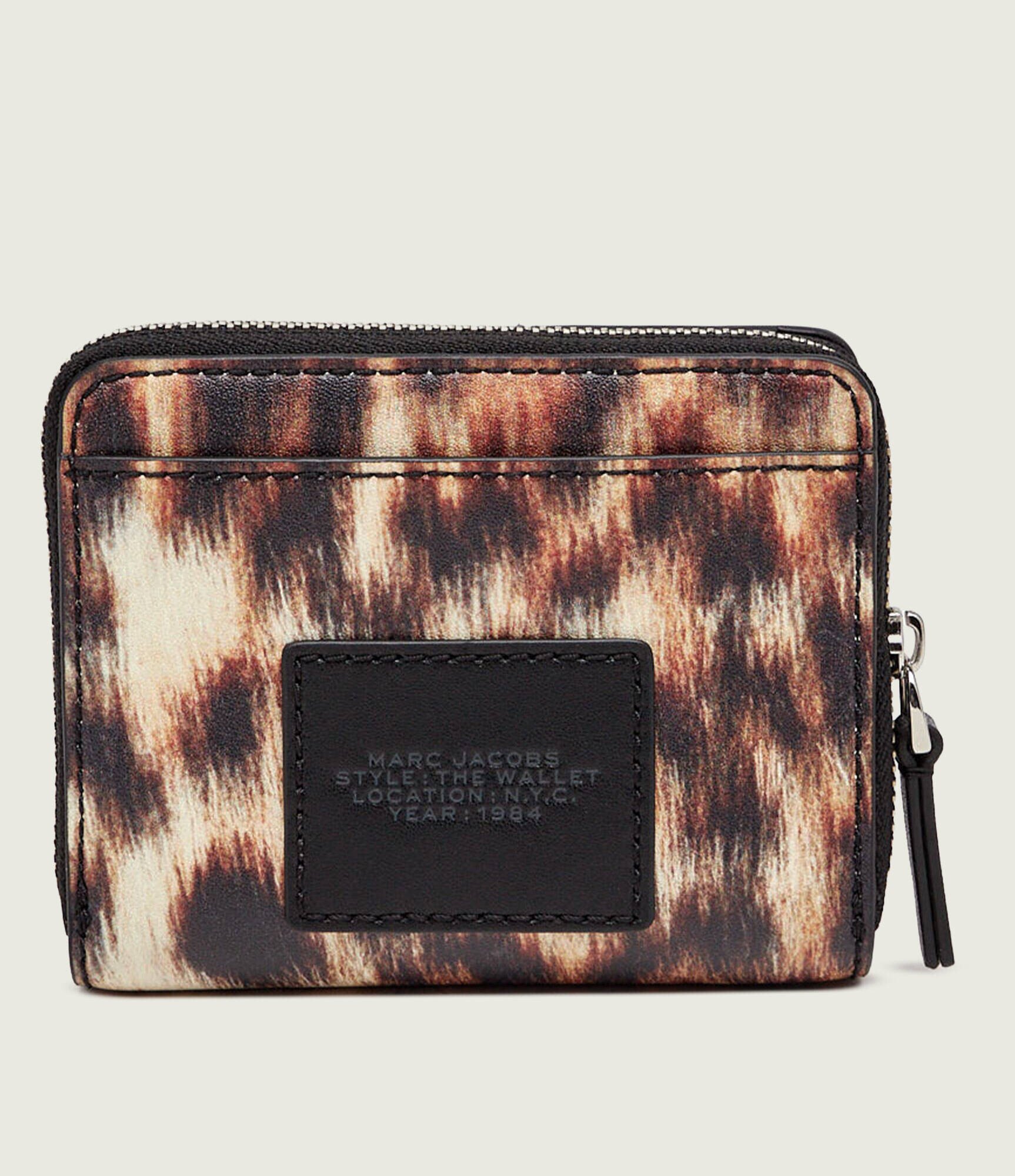MARC JACOBS De piele portofel Leather Mini Compact Wallet In Leopard