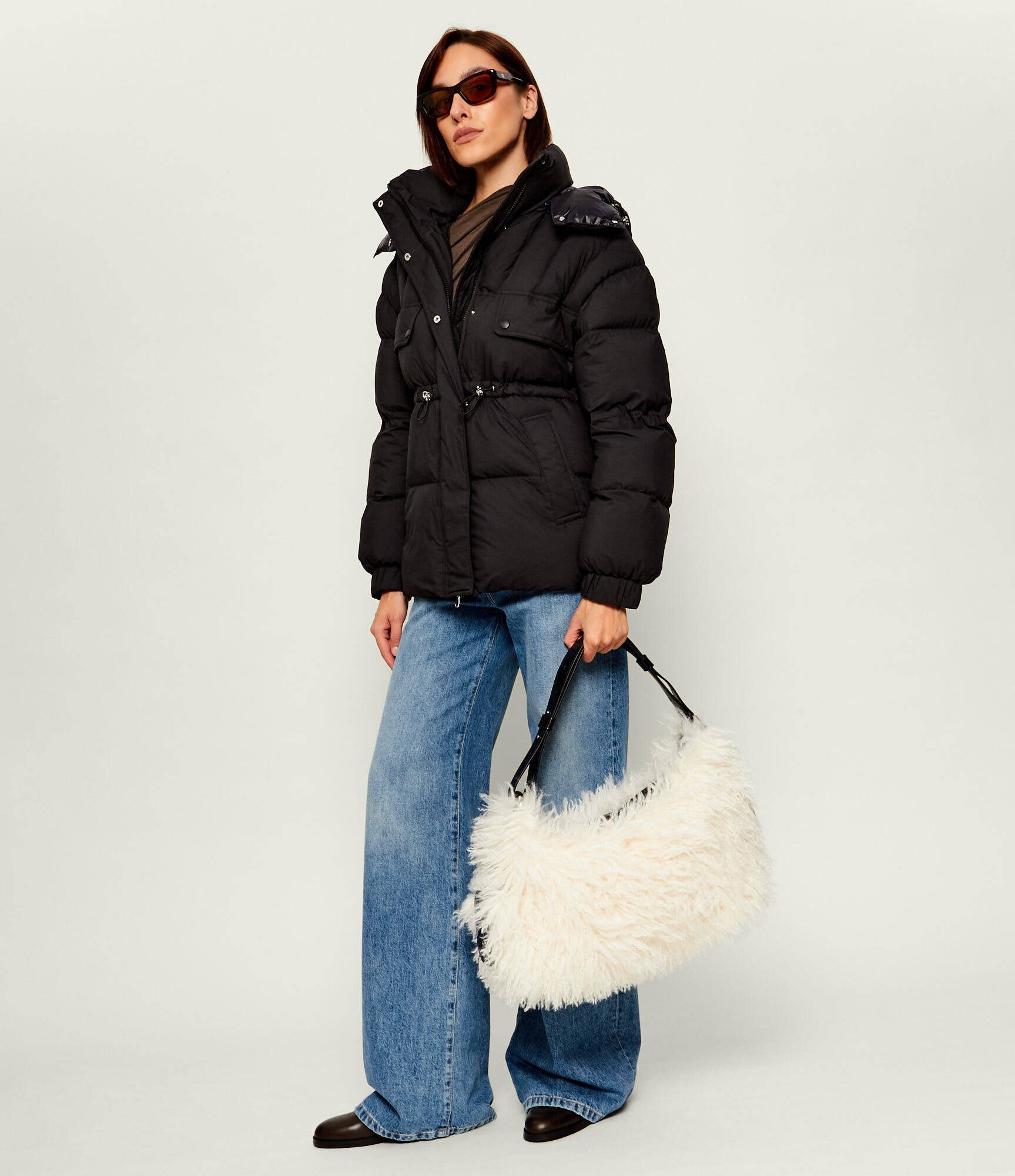 MARC JACOBS Geantă pe umăr Scene Large Shoulder Bag In Grunge Fur | shearling cu adaos de piele