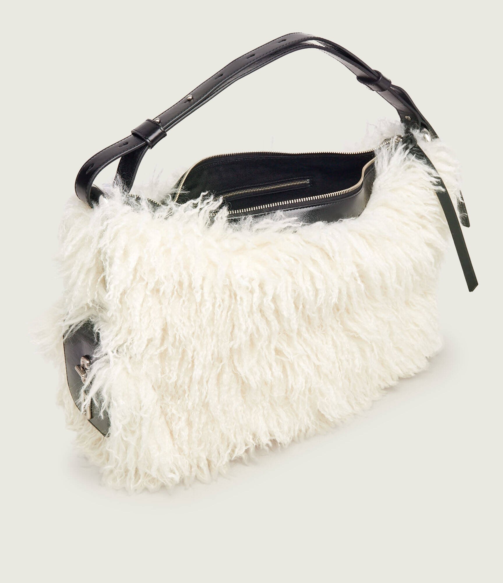 MARC JACOBS Geantă pe umăr Scene Large Shoulder Bag In Grunge Fur | shearling cu adaos de piele