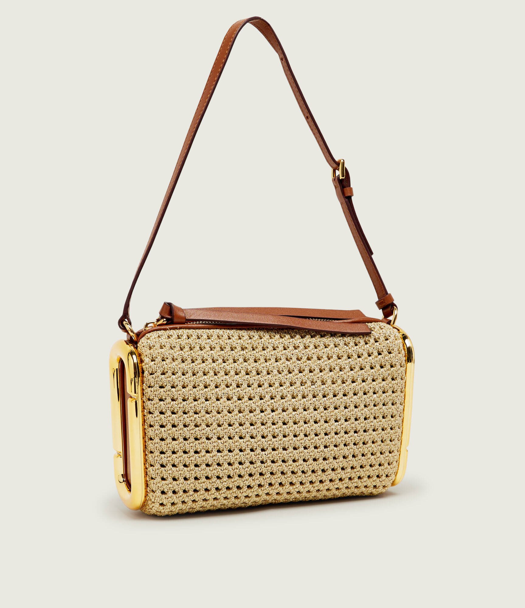 MARC JACOBS Geantă pe umăr Scene Small Shoulder Bag In Crochet cu adaos de piele