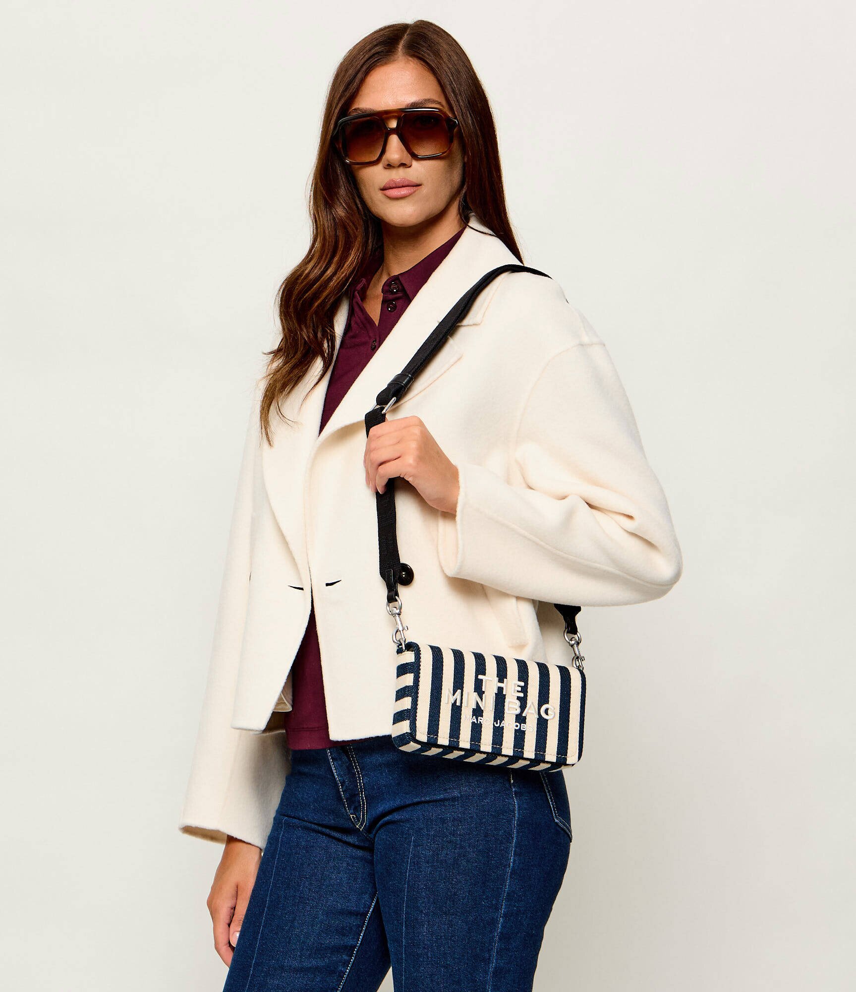 MARC JACOBS Geantă poștaș THE MINI BAG | cu adaos de in